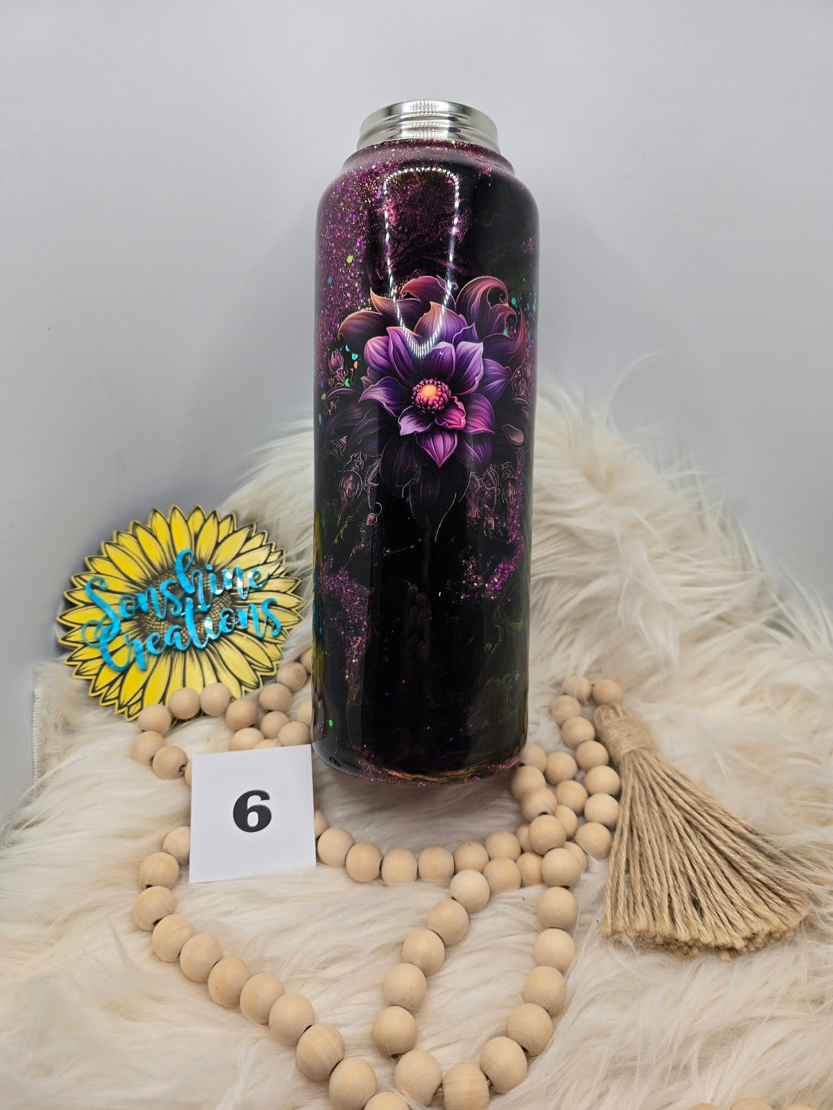 #6 - 40oz Hydro Duo - Glitter Ink Swirl - Purple Flower