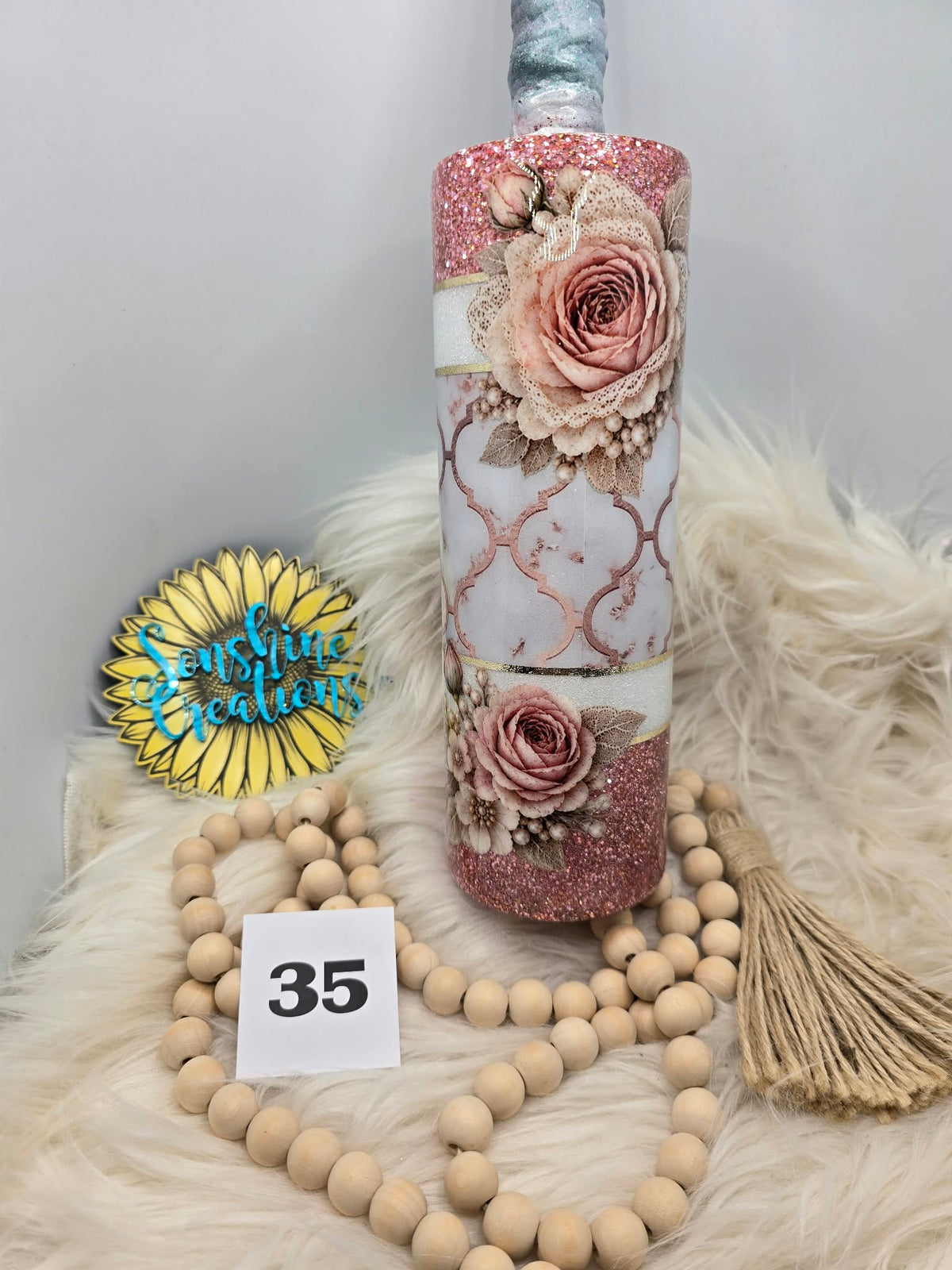 #35 - 30oz Skinny - Rose Gold Floral