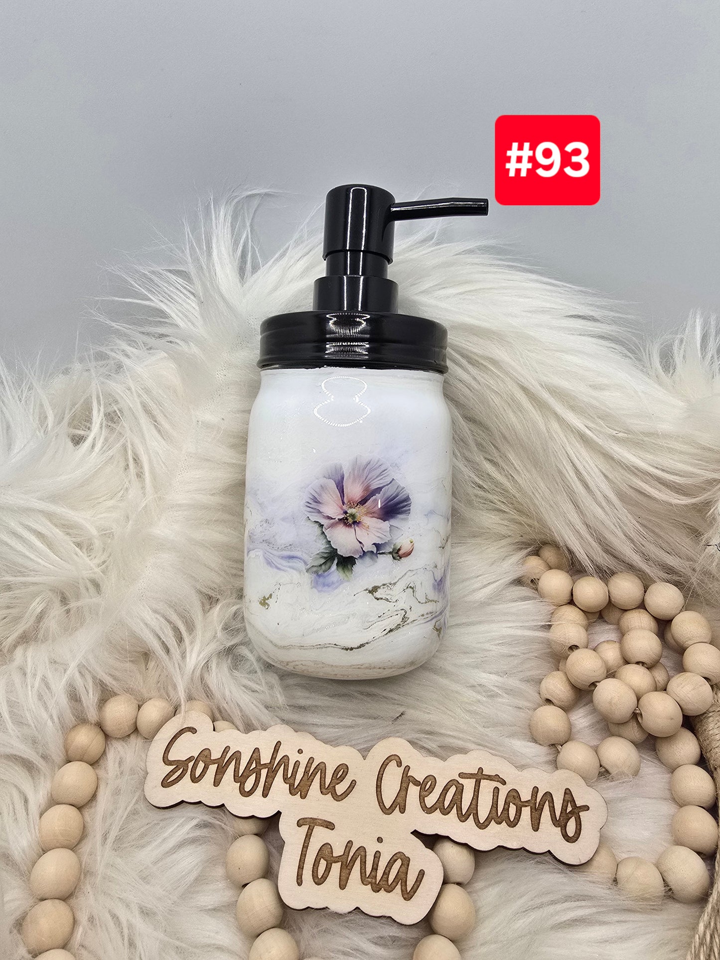 #93-Live Sale 12/07/2025 - 16oz soap dispenser- Purple elegance- Purple flower