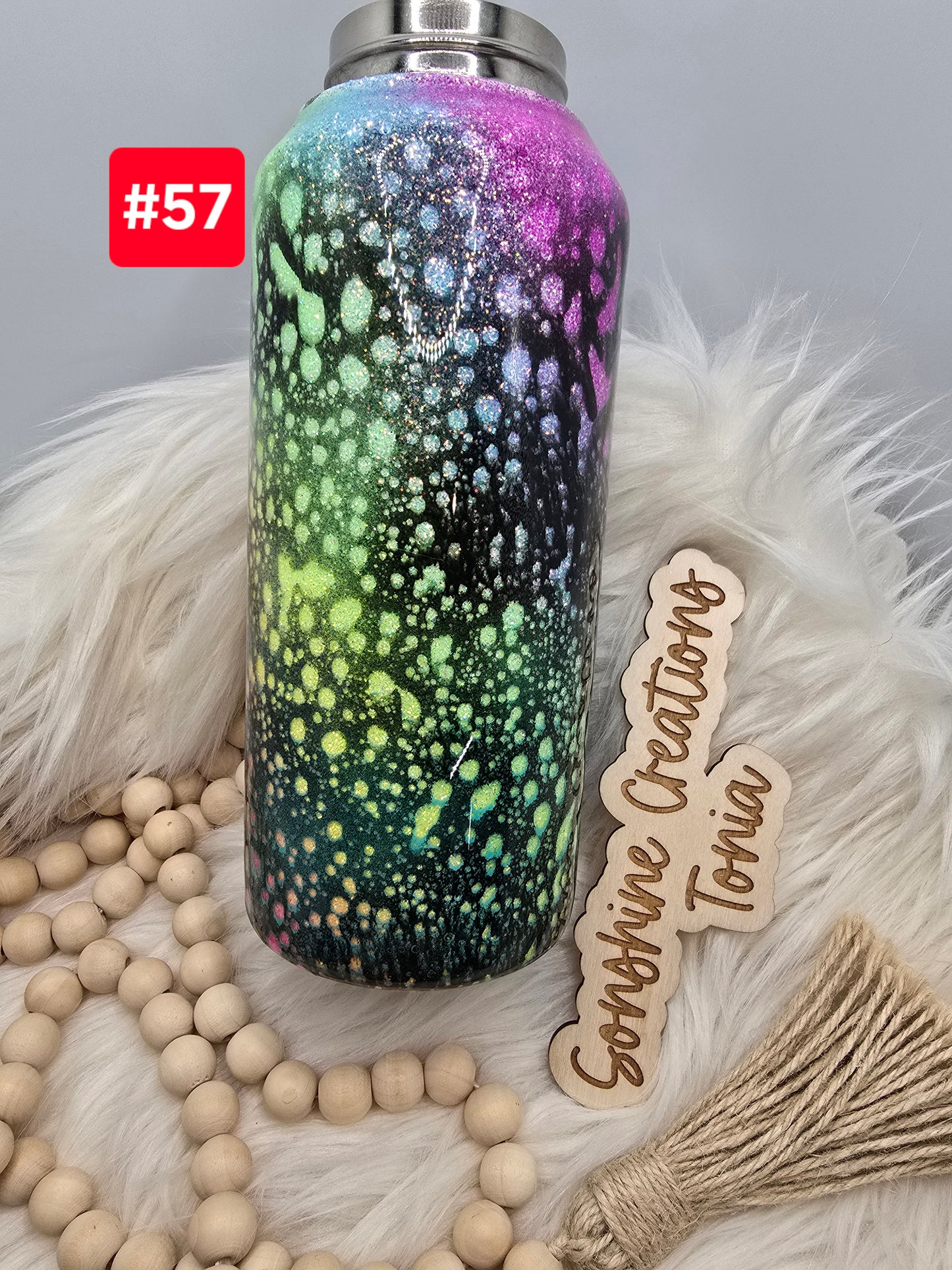 LIVE SALE 5/042025 - #57- 32oz Hydro Sport Duo: Neon Power wash "Being a B* is free and I like free stuff"