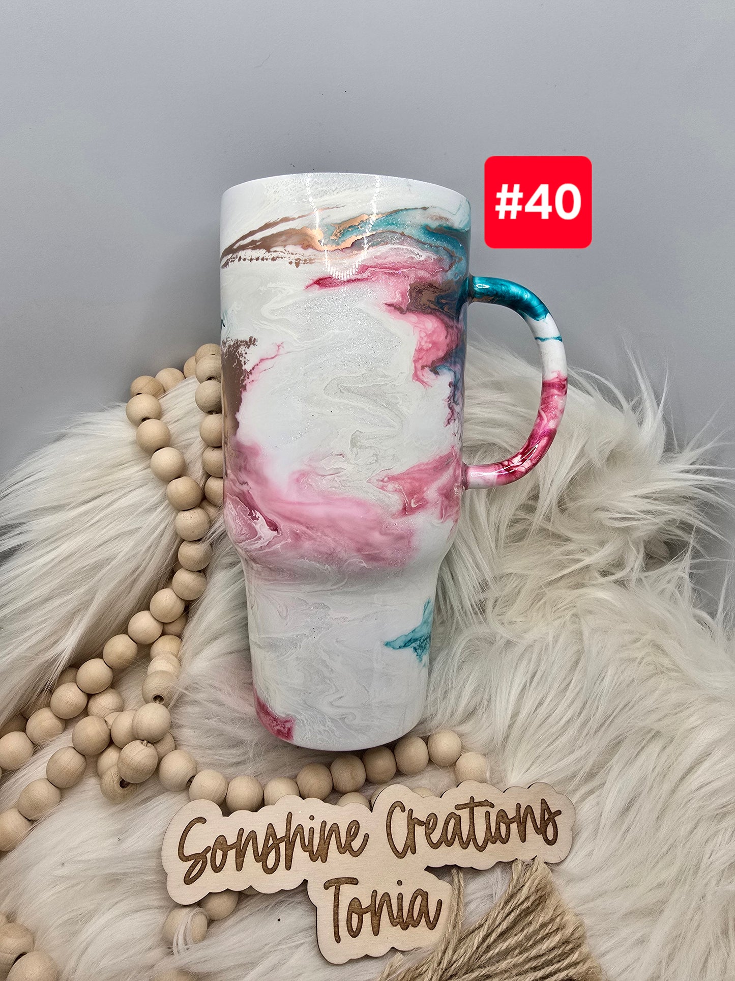 #40- Live Sale 07/13/2025 - 24oz Handle- Teal, Pink elegance, Cow skull with guitar