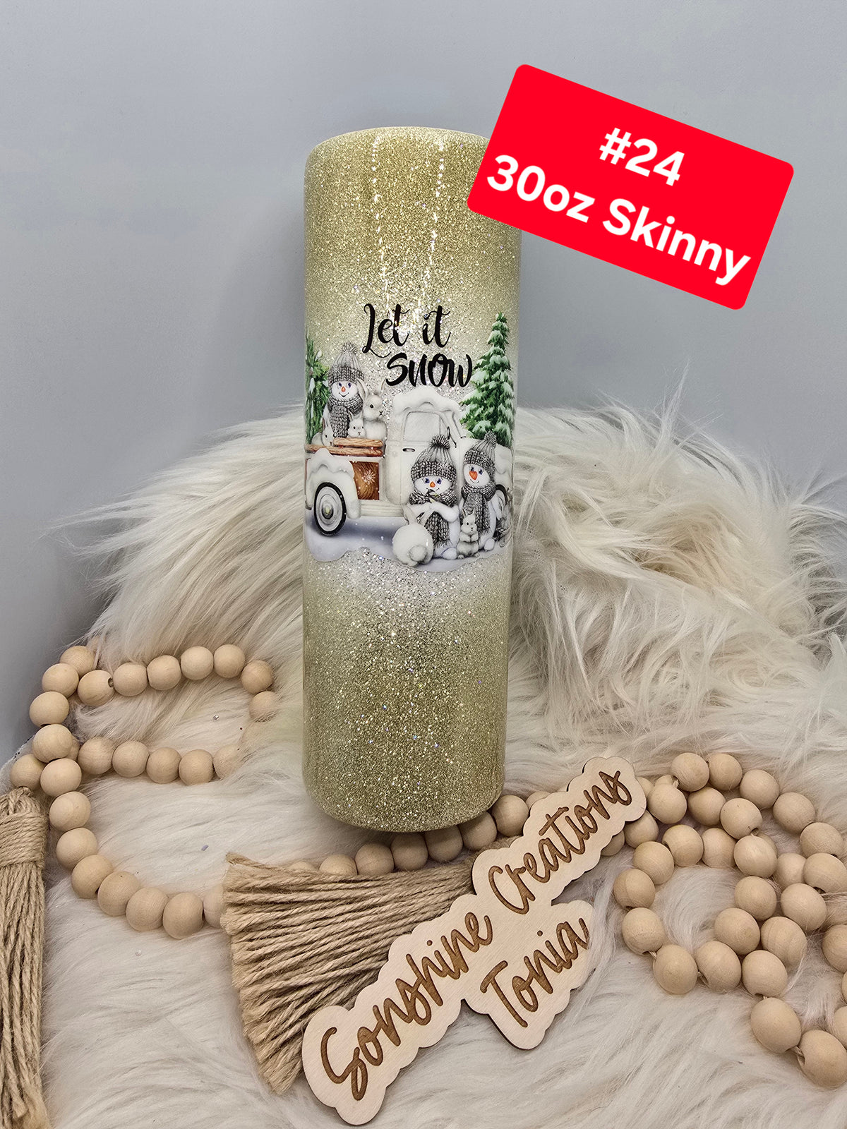 #24 Tonia's Live Creations - 30oz skinny- Snowmen truck "Let it snow"