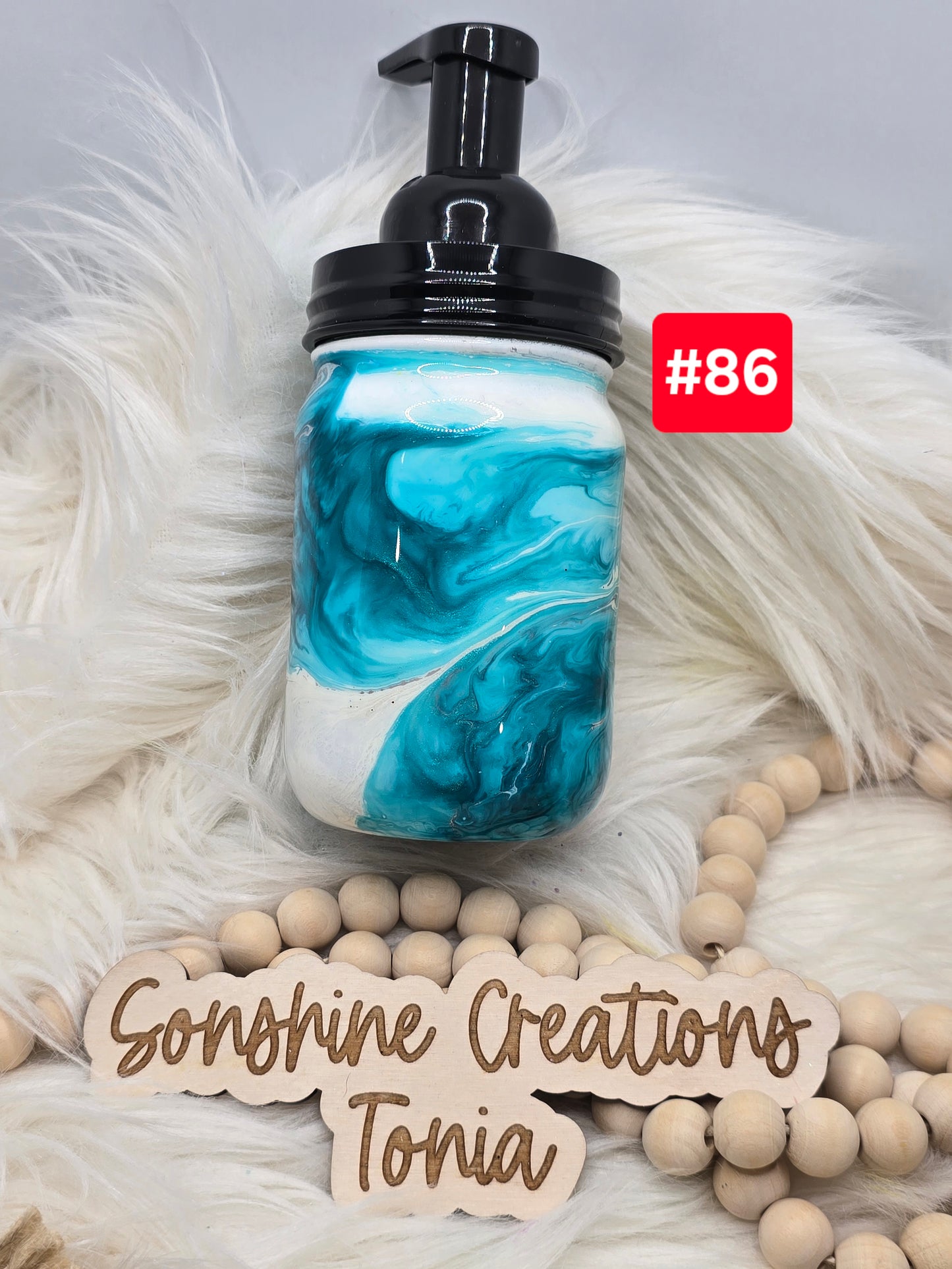 #86 Live Sale 2/01/2026 - 16oz Glass soap dispenser- Teal elegance- Don't forget to wash and sanitize your balls
