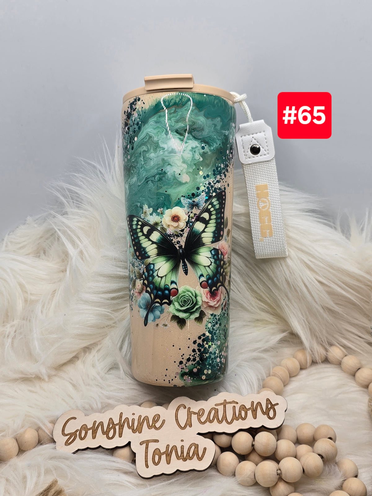 #65 Live Sale 2/01/2026 - 24oz Dual Flip- Green ink swirl- Green Butterfly