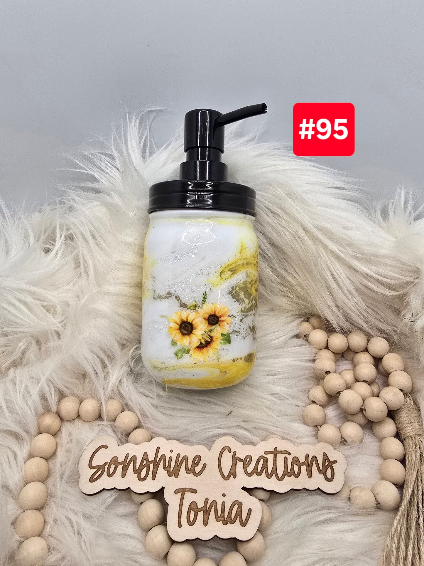 #95-Live Sale 12/07/2025 - 16oz soap dispenser- yellow elegance- Sunflowers