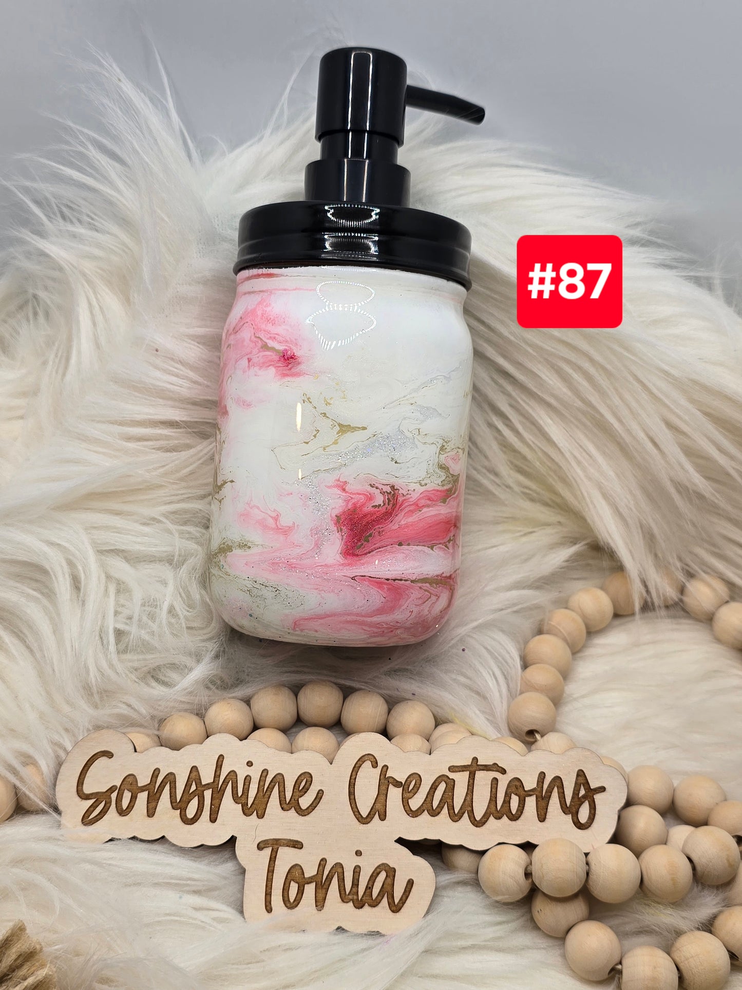 #87 Live Sale 2/01/2026 - 16oz Glass soap dispenser- Pink elegance- Pink Butterfly