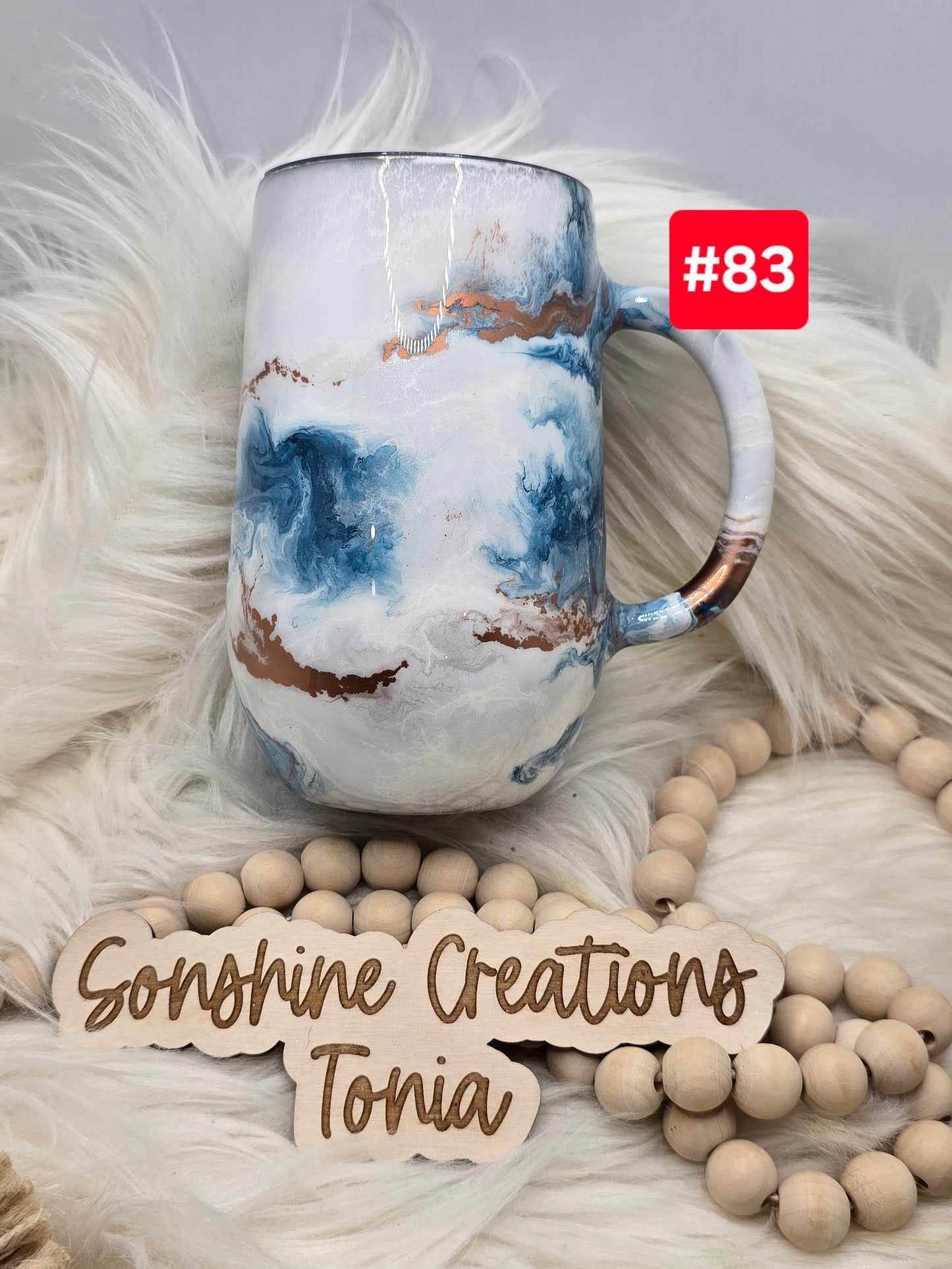 #83 Live Sale 2/01/2026 - 16oz Coffee mug- blue copper swirl- Fish and mountains