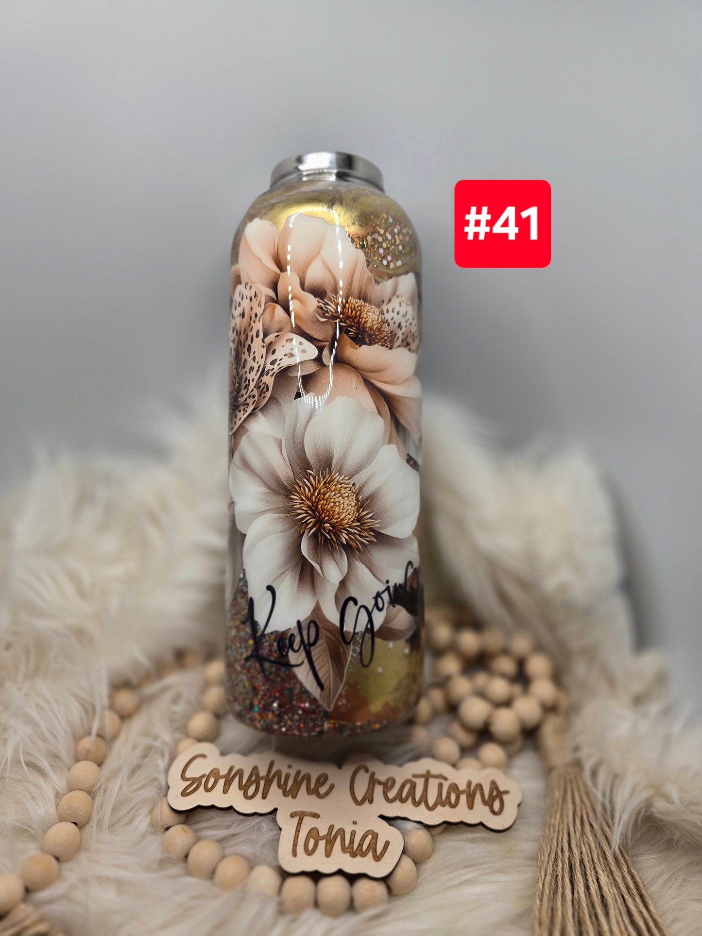 #41--Live Sale 12/07/2025 - 40oz Hydro duo- Large neutral flowers- Keep going