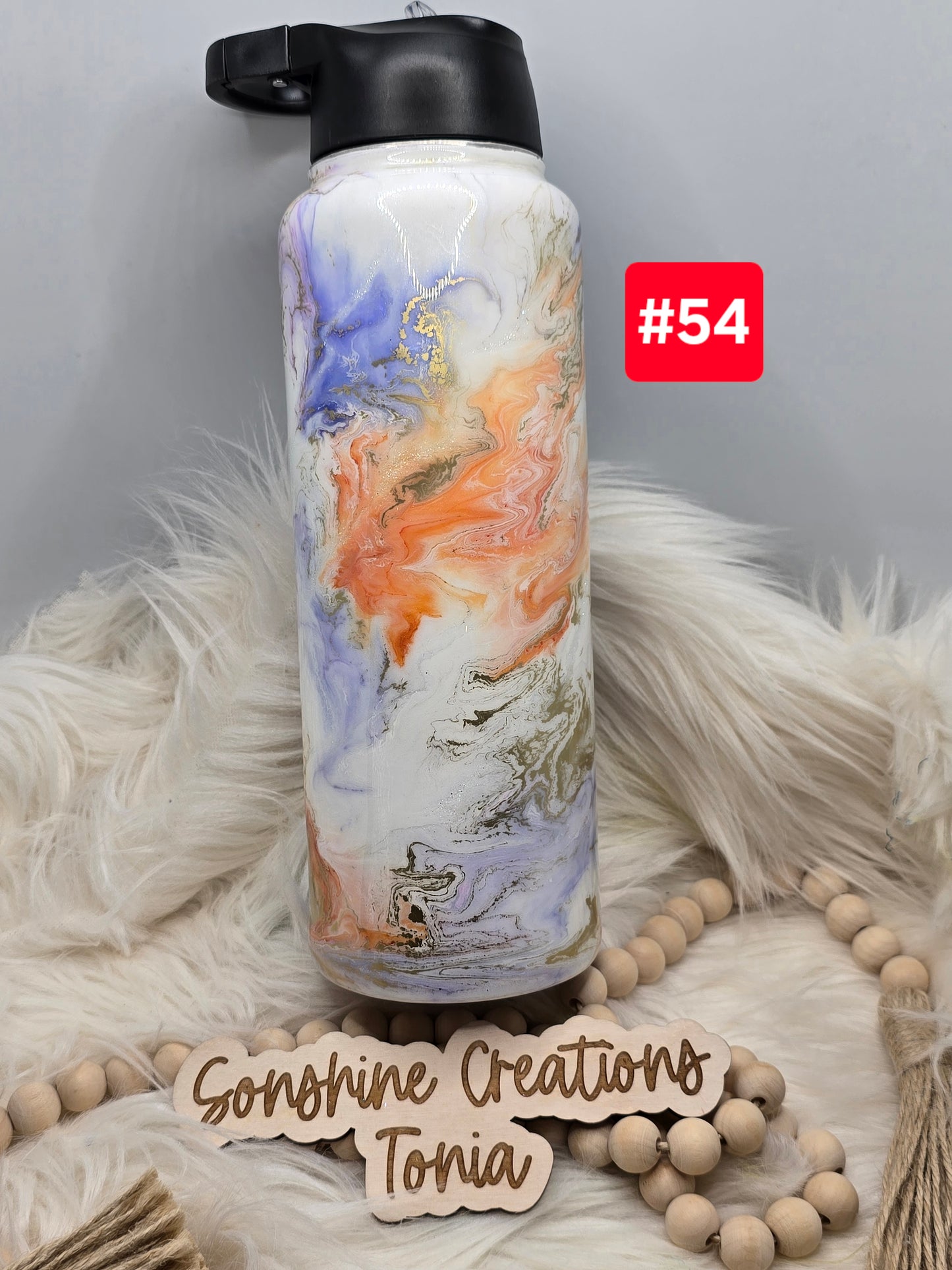 #54 Live Sale 2/01/2026 - 40oz Hydro- Floral tattoo- purple orange elegance
