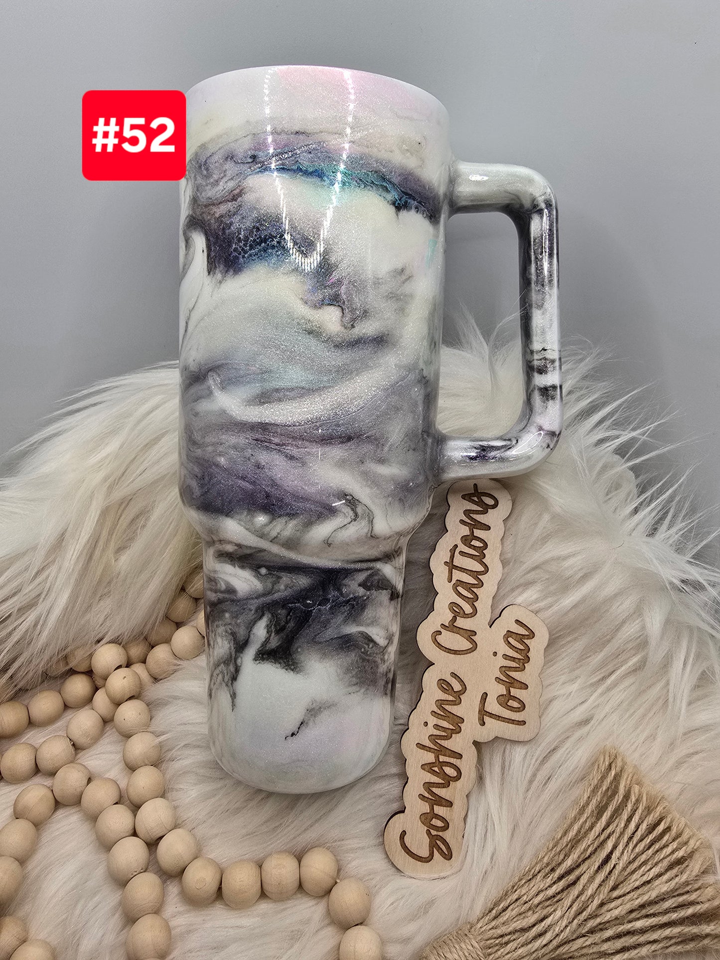 LIVE SALE 5/042025 - #52- 40oz Handle: Moon and flowers