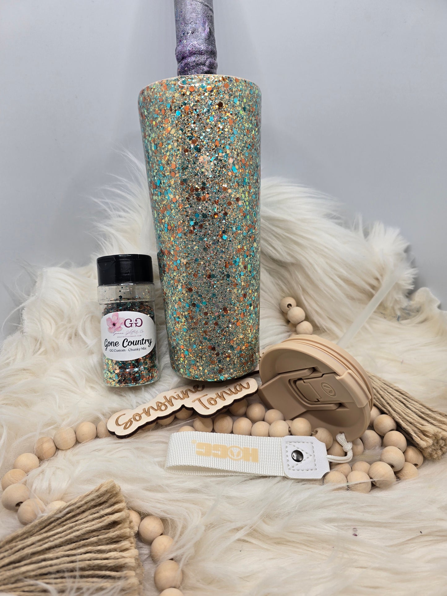 2/19/26 10am cst live- Custom Thursday- 24oz Dual Flip w/Mint lid- Geaux Glitter: Gone Country