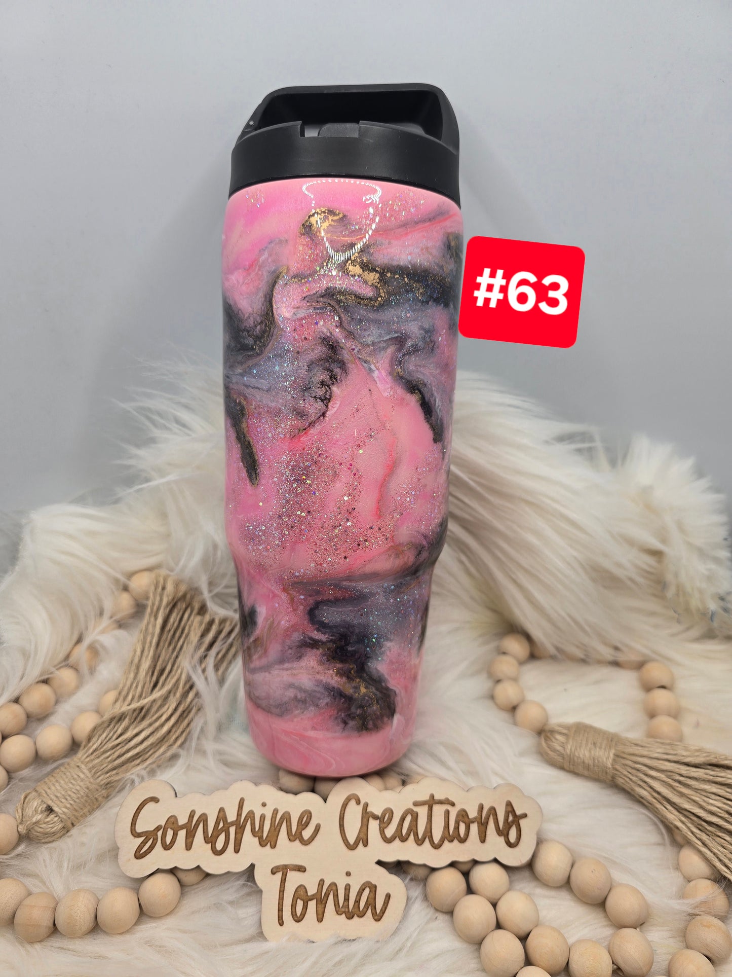 #63 Live Sale 3/15/2026 - 30oz clipmate- Pink reverse marble- Each day is a new beginning