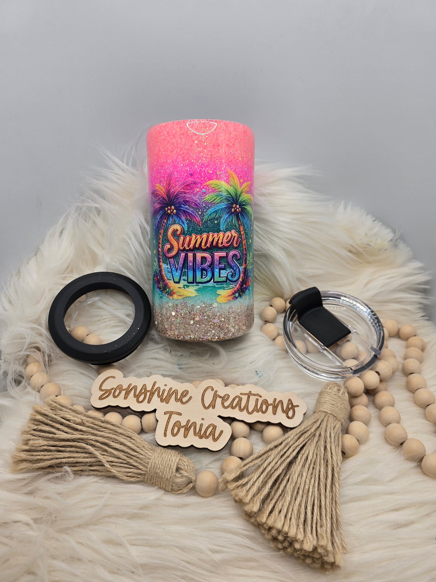 4 in 1 can coozie- Beach ombre "Summer Vibes"