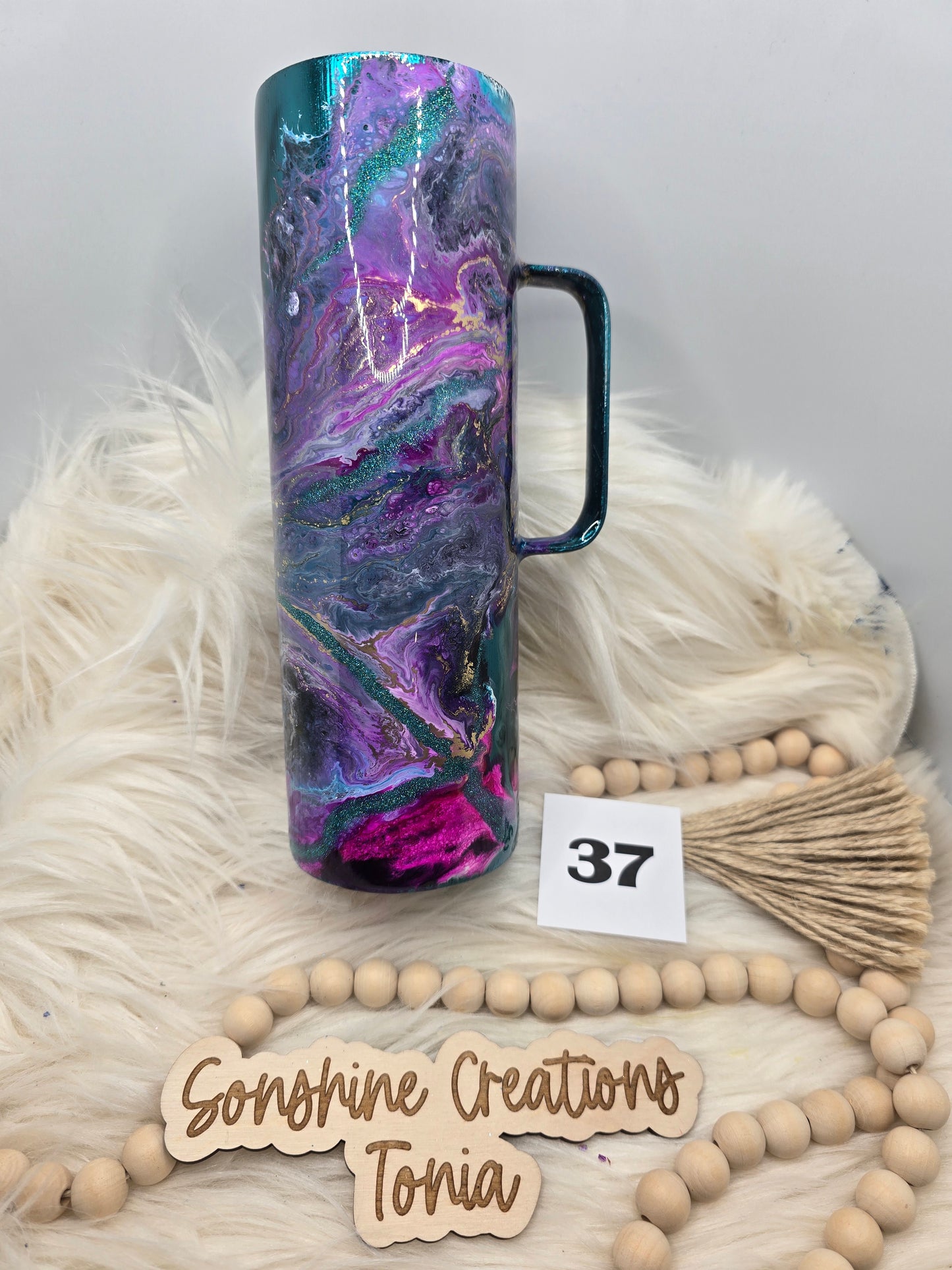 #37 Live Sale 5/31/2026 - 30oz Hoggdle- Teal it to my heart base- Teal, pink, purple black ink swirl