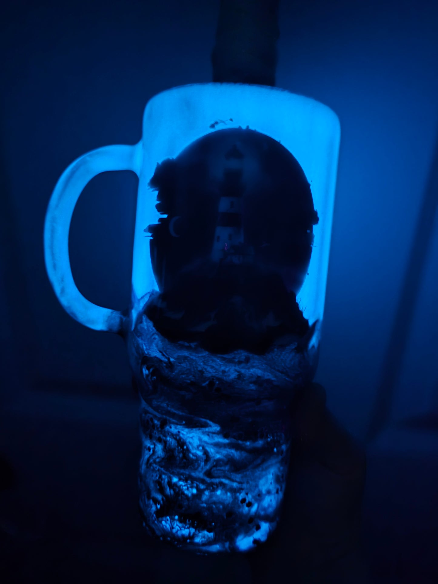 #47 Tonia's Live Creations : 24oz mug- storm light house "Stronger than the storm"