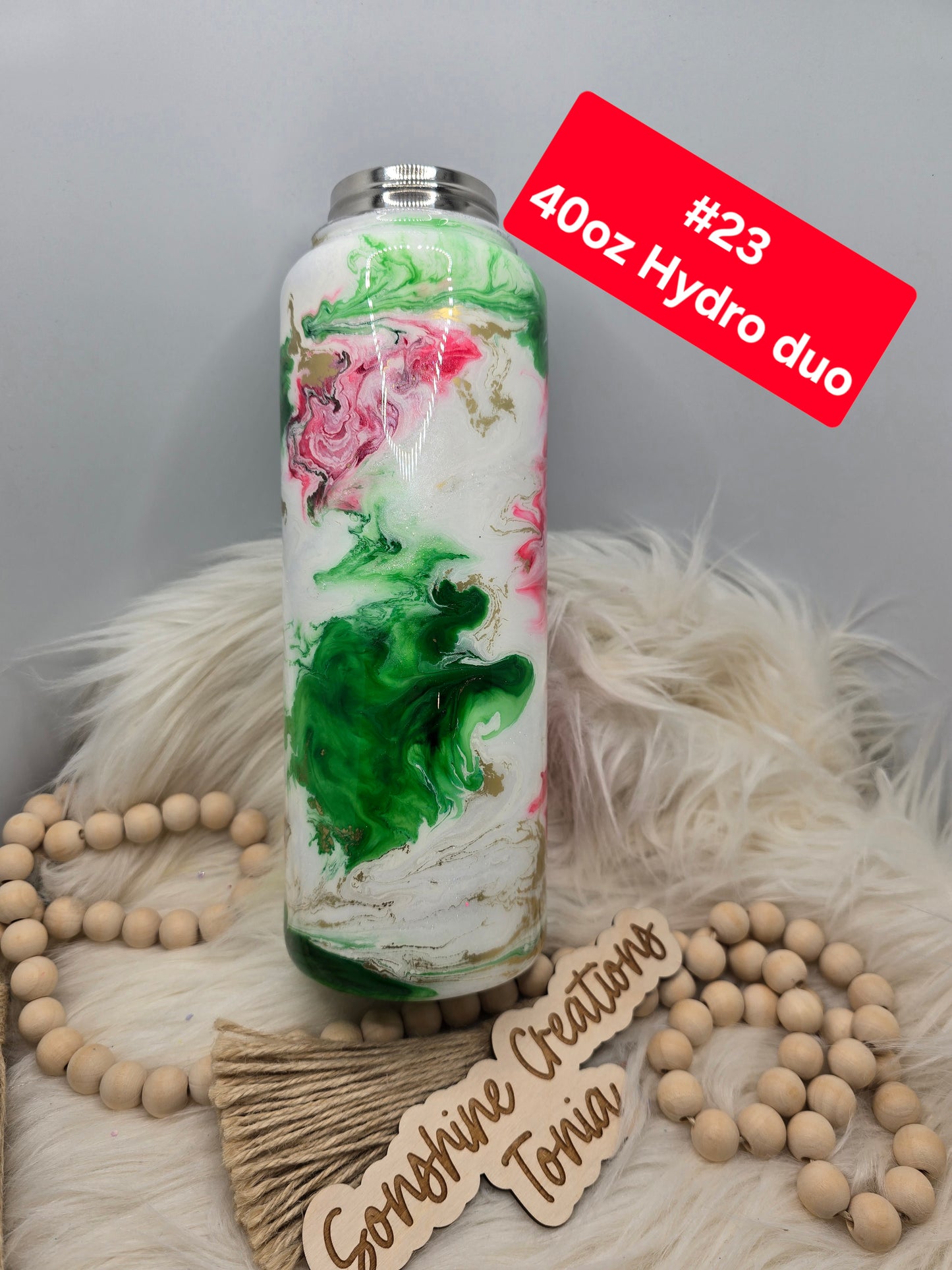 #23 Tonia's Live Creations - 40oz Hydro duo- Christmas elegance **Decal can be added **