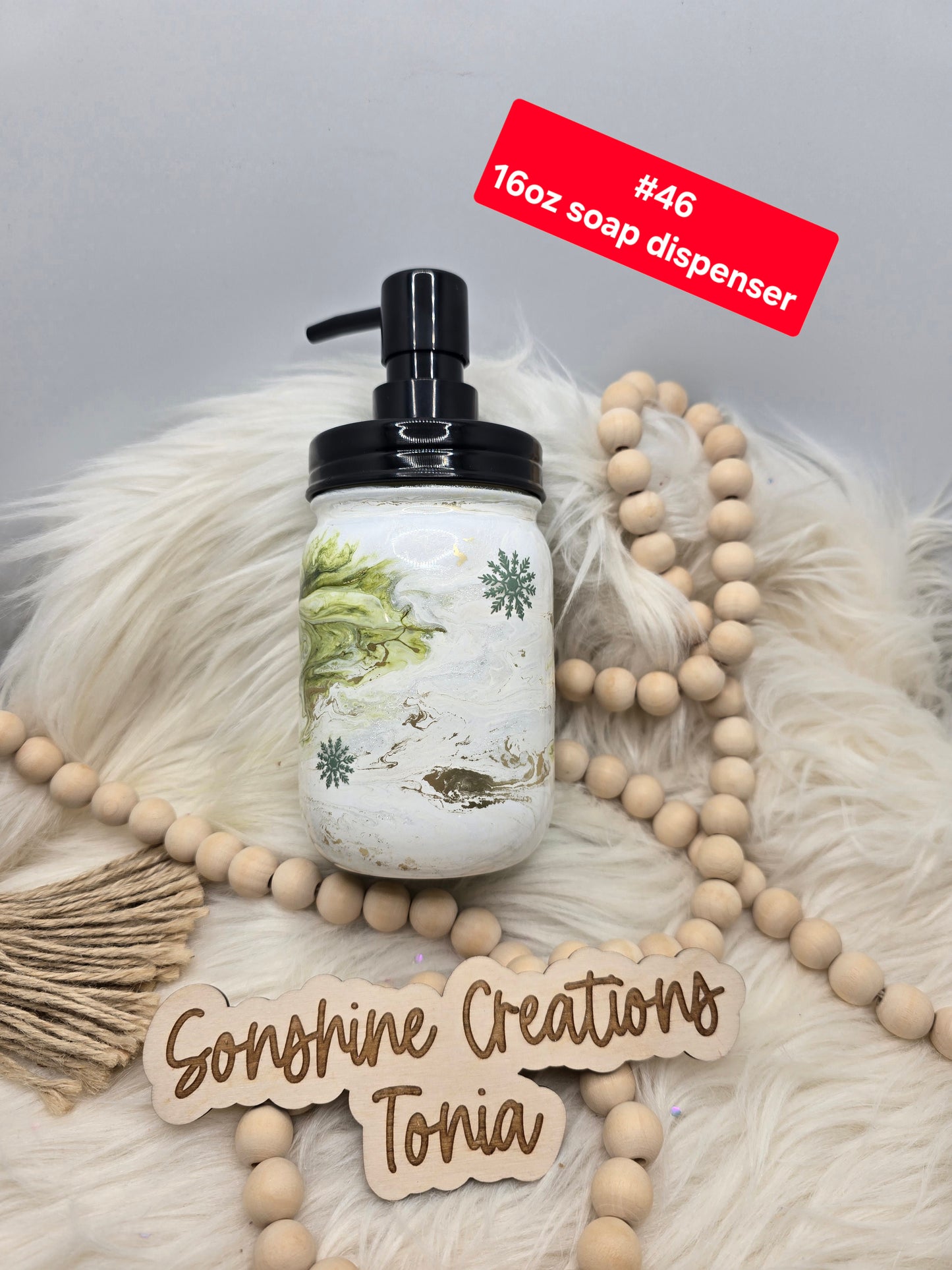 #46 Tonia's Live Creations : 16oz soap dispenser- Merry Christmas