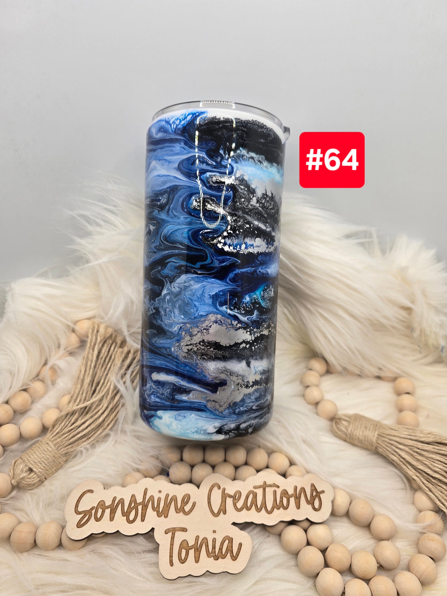 #64 Live Sale 3/15/2026 - 20oz Thick- Blue ink swirl- Fish