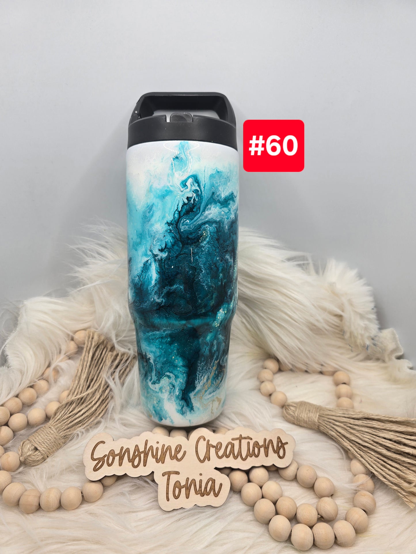 #60 Live Sale 3/15/2026 - 30oz clipmate- Teal Marble- Seahorse