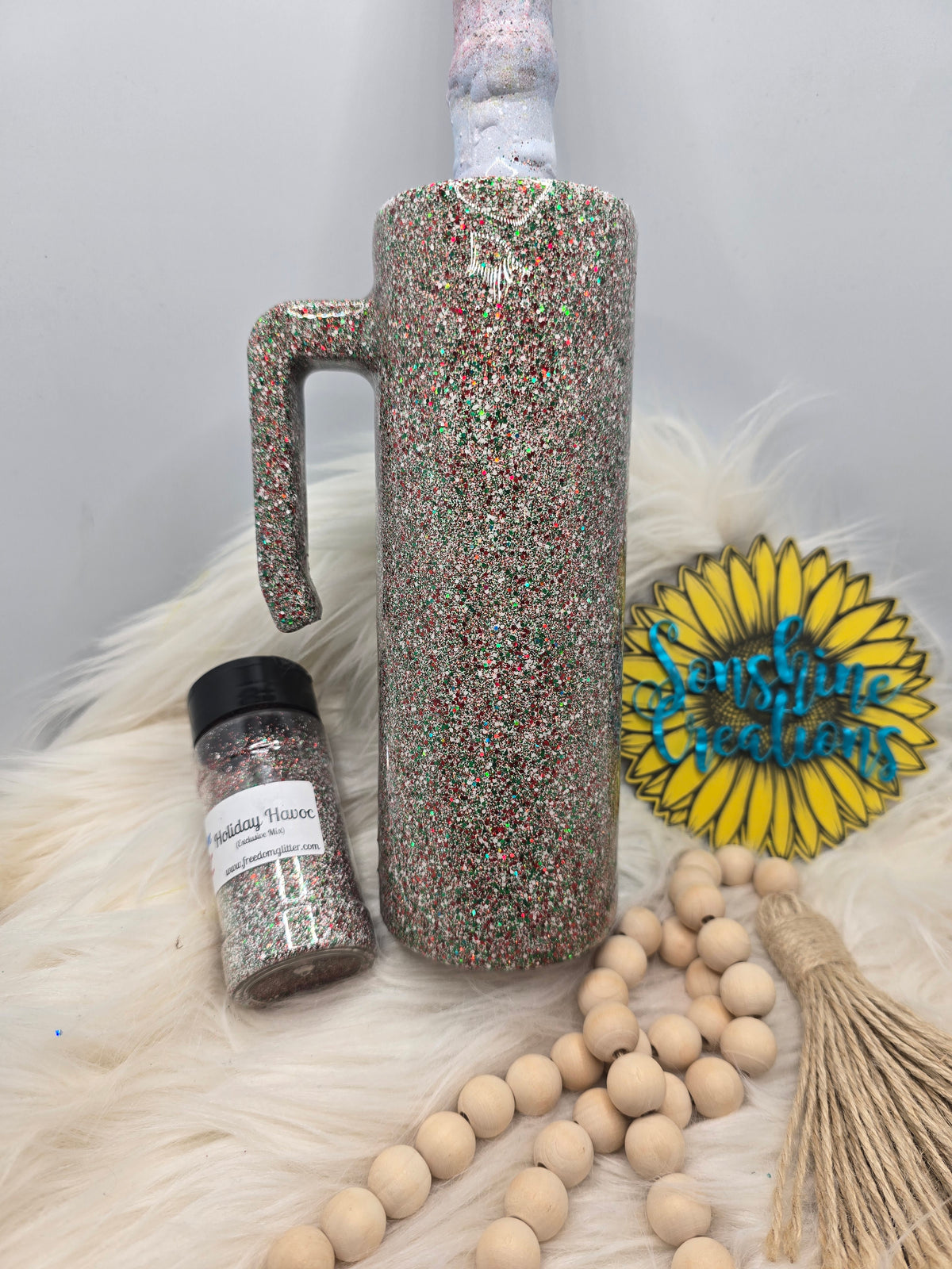 Live Hydrodipping base 10/02/26 - 20oz Skinny Handle - Freedom Glitter: Holiday Havoc