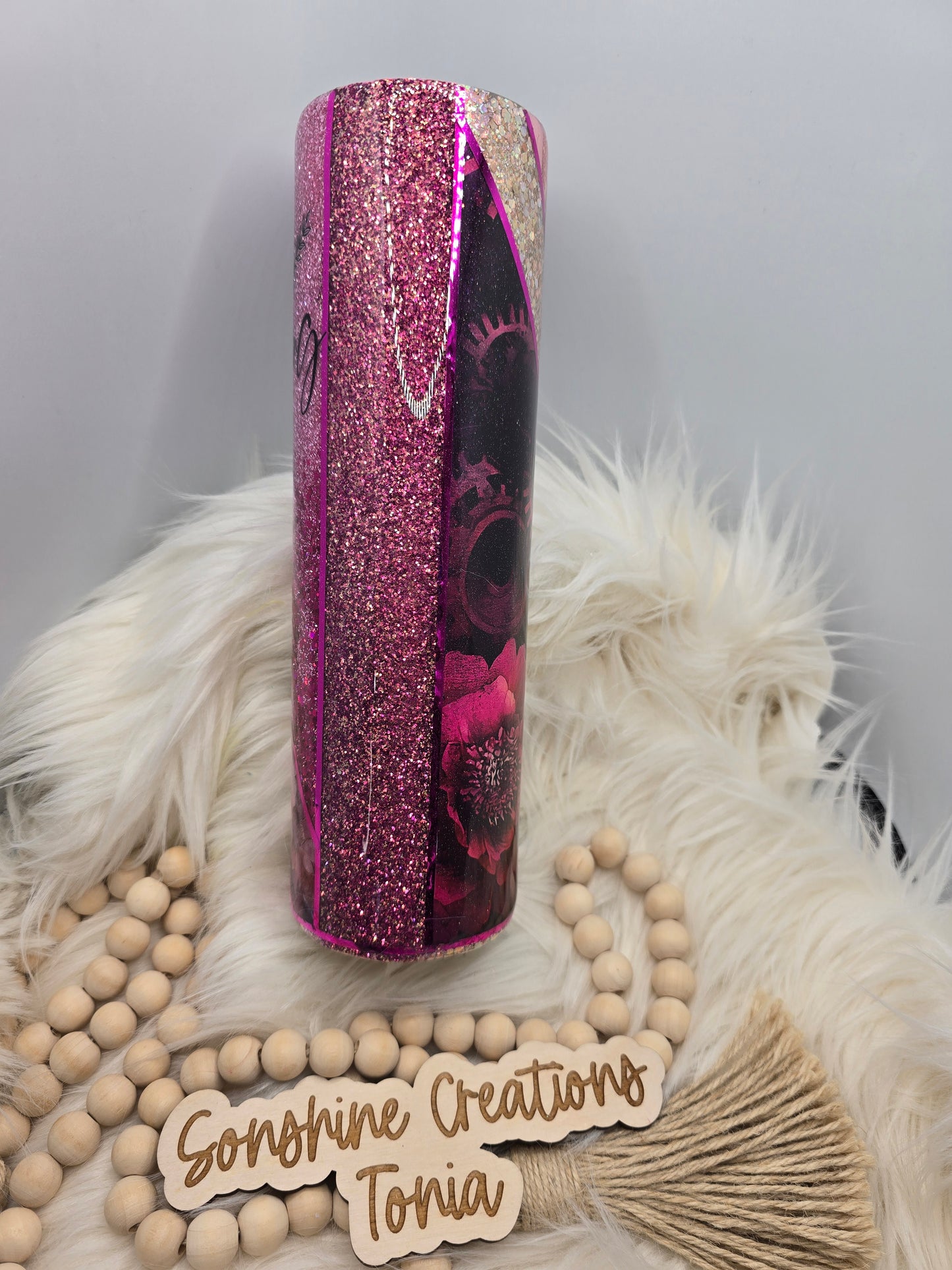 Birthday Drop 06/06/2025 - 35oz Duo- pink flower multimedia- "Keep Going"