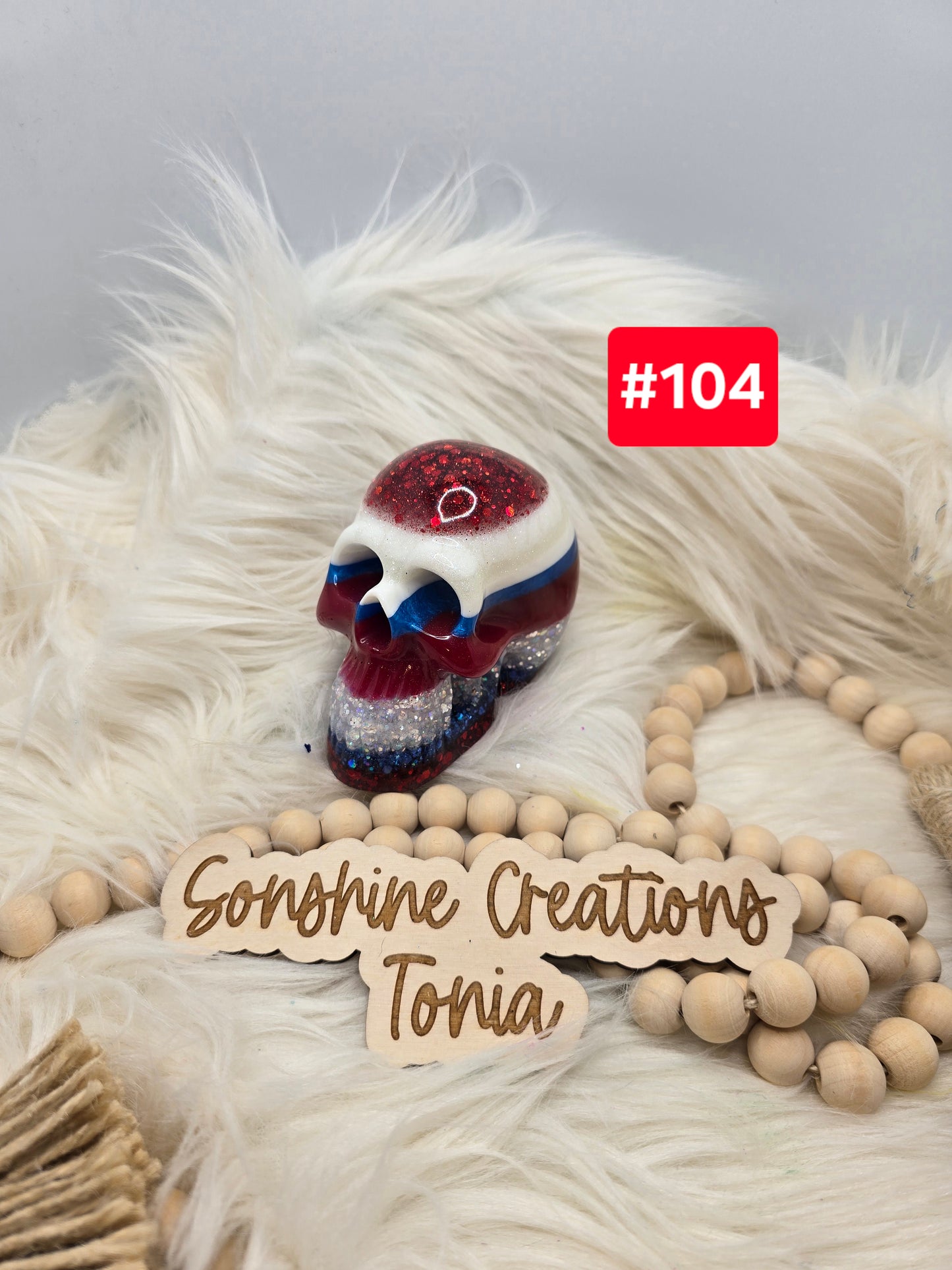 #104 Live Sale 2/01/2026 - Red white Blue Skull