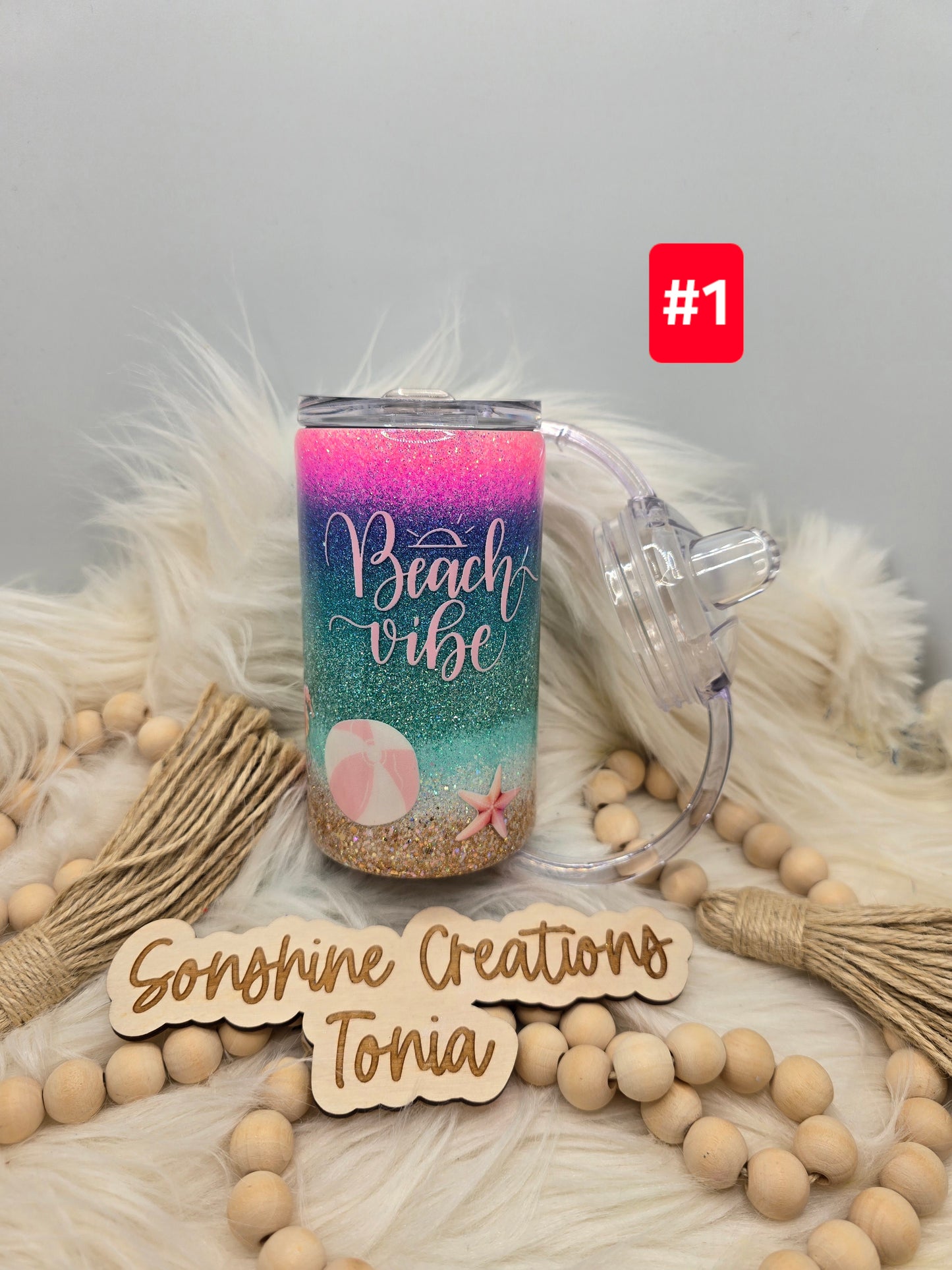 #1 Live Sale 3/15/2026 - 12oz Duo-Sippy cup/Regular screw on lid- Beach Vibe ombre