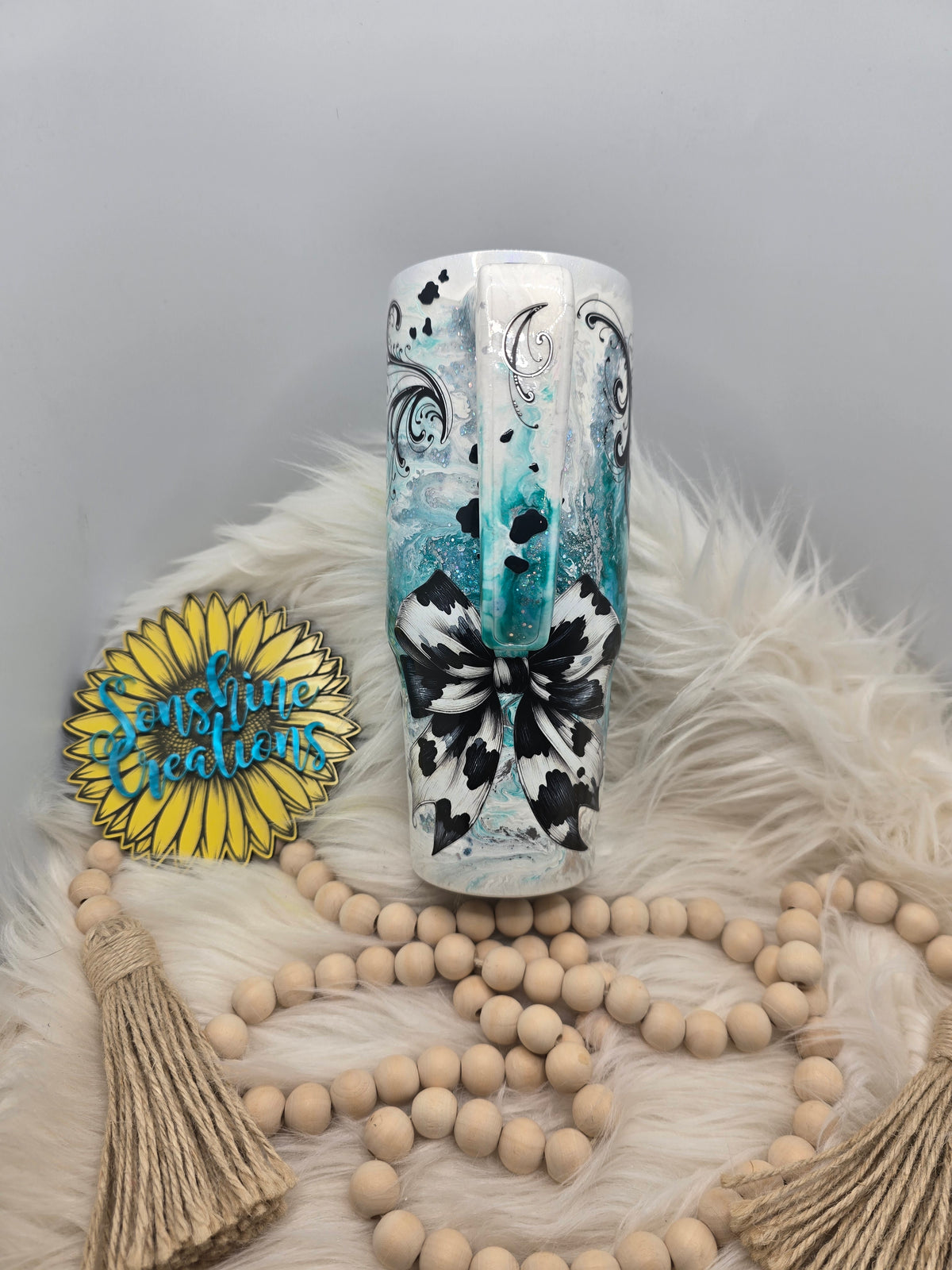 30oz grippy- Teal western Gaudy