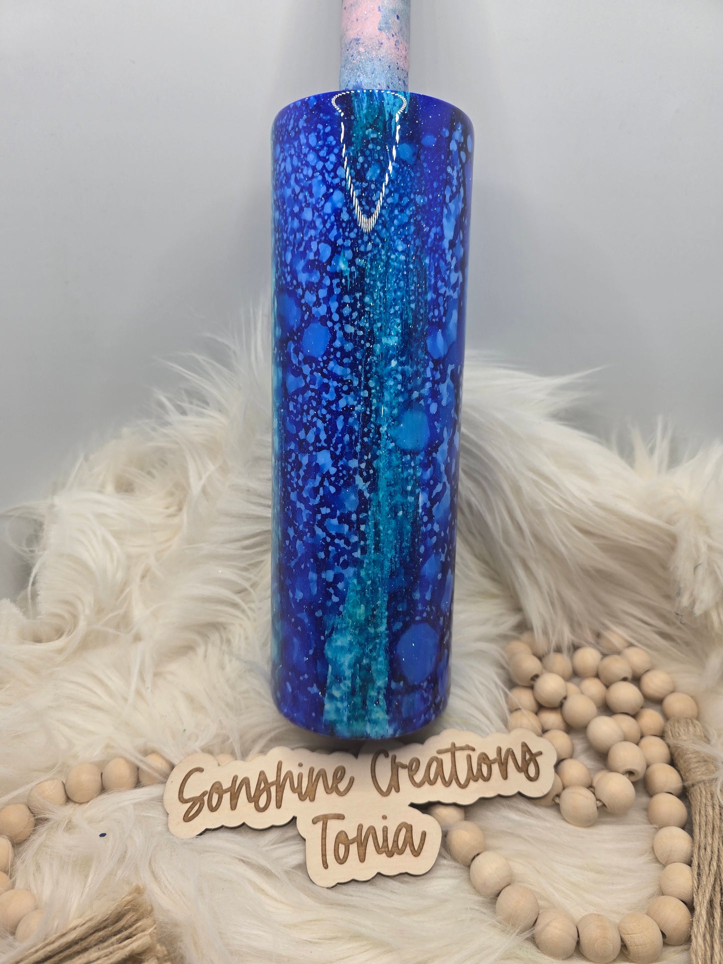 Live Hydrodipping base 1/14/2026 10am cst live- 30oz Skinny- Blue/teal raindrop