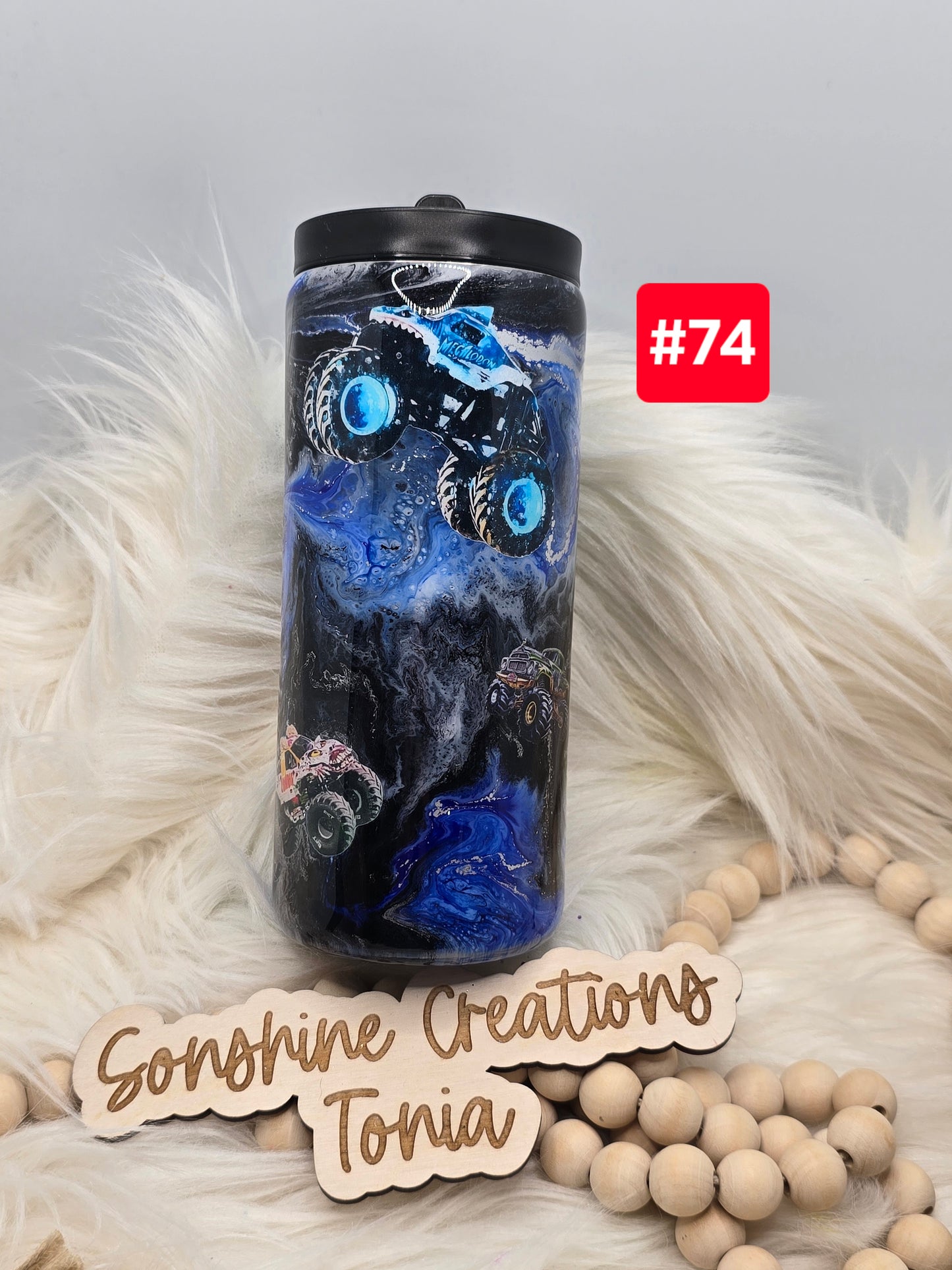 #74 Live Sale 2/01/2026 - 15oz Duo- Blue silver swirl- monster trucks