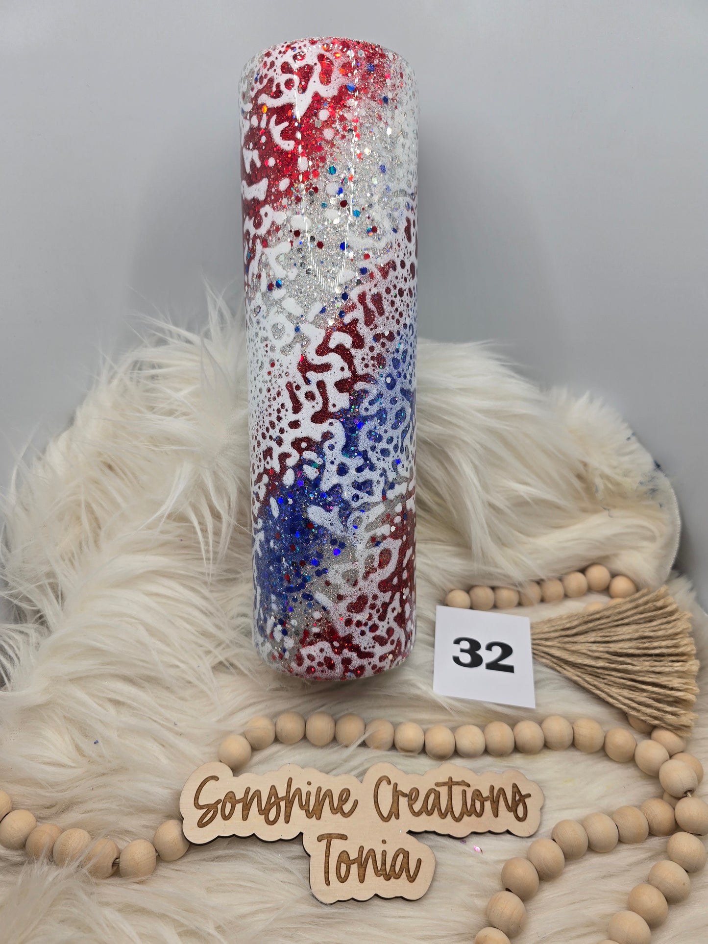 #32 Live Sale 5/31/2026 - 35oz Skinny- Red white blue power wash America Bow