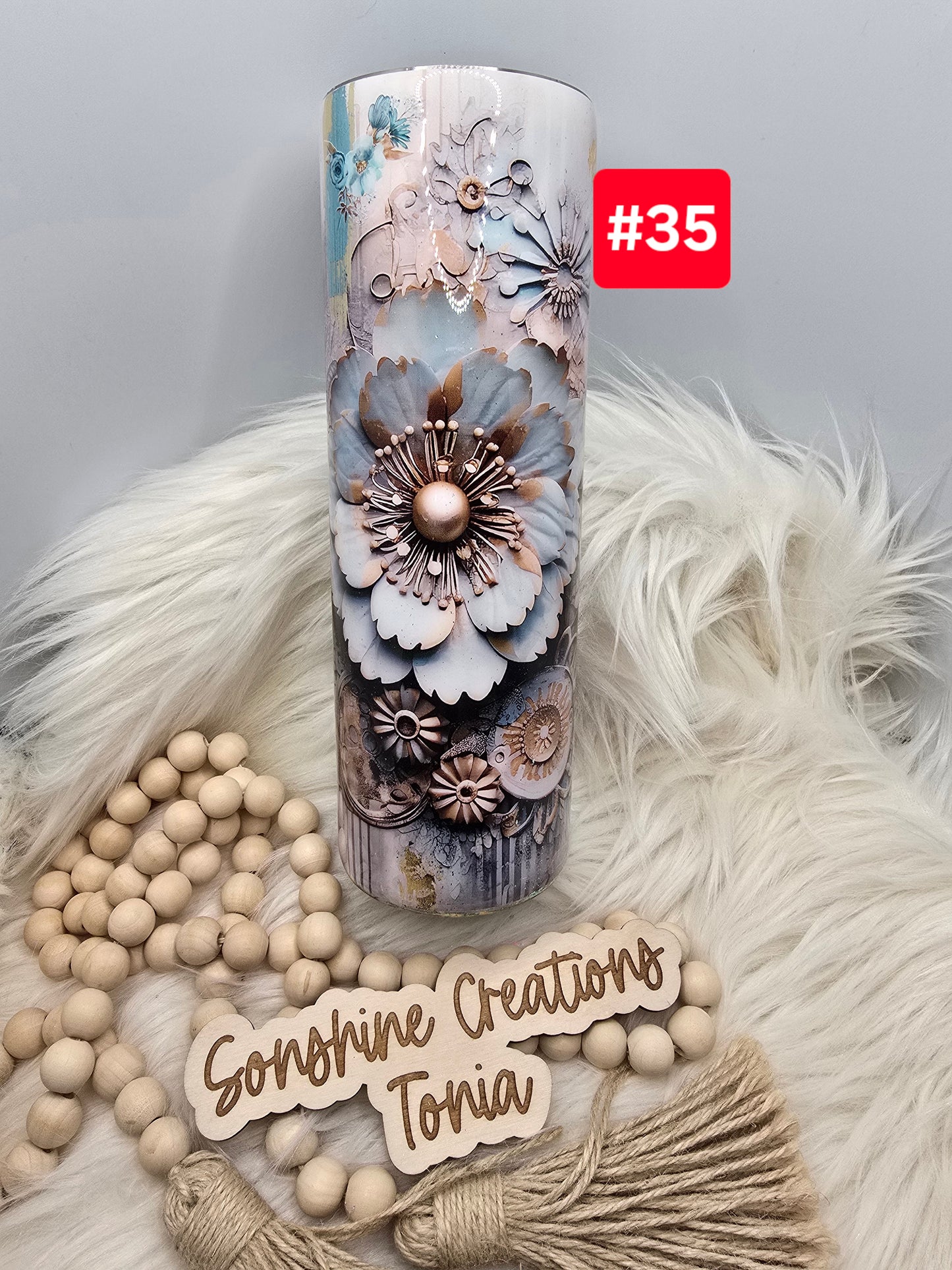 #35- Live Sale 07/13/2025 - 30oz Skinny- You are enough Flower with gears wrap