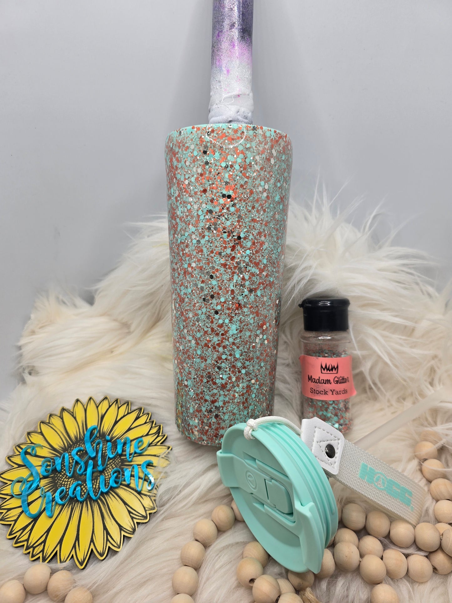 Live Hydrodipping base 8/25/26 7pm cst- 24oz dual flip w/mint lid- Madam Glitter: Stock yard
