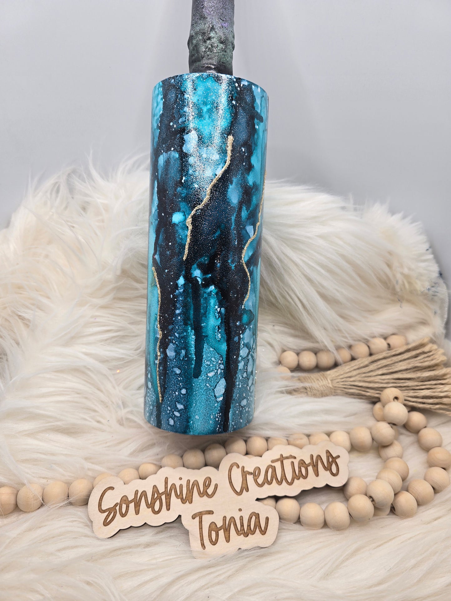 5/09/2026 - 20oz Skinny- Blue glitter raindrop