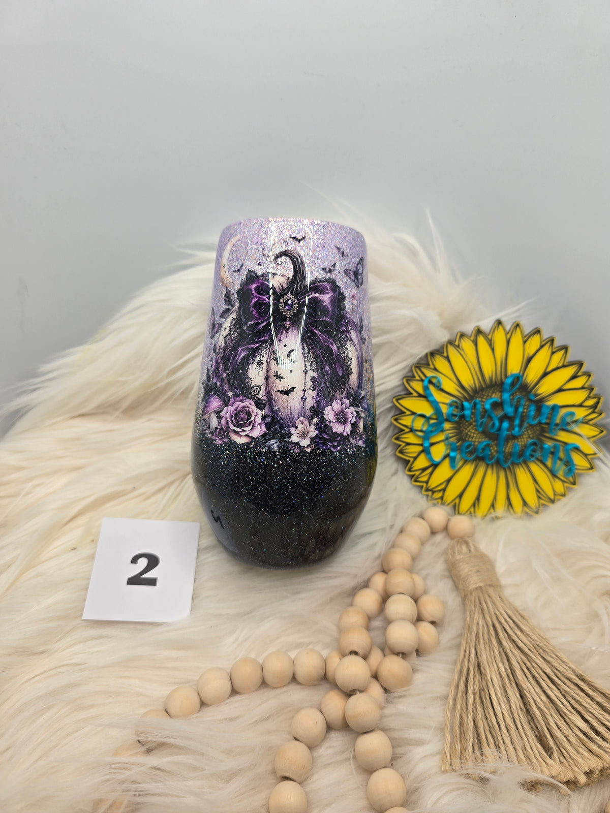#2 - 17oz Wine Glass - Pumpkin - Purple Black Ombré