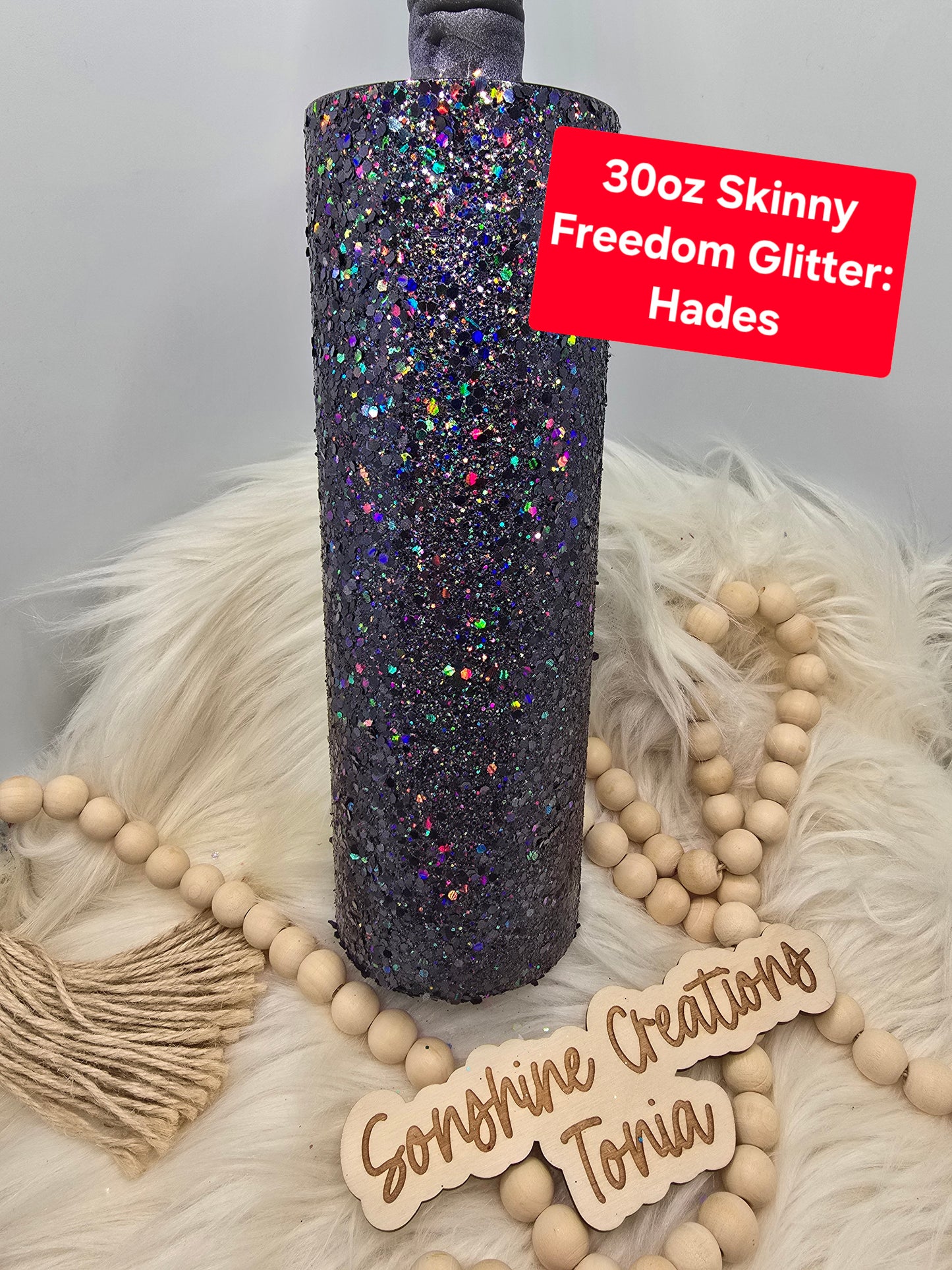 LIVE HYDRO DIP BASE 11/04/2025- 30oz Skinny- Freedom Glitter: Hades