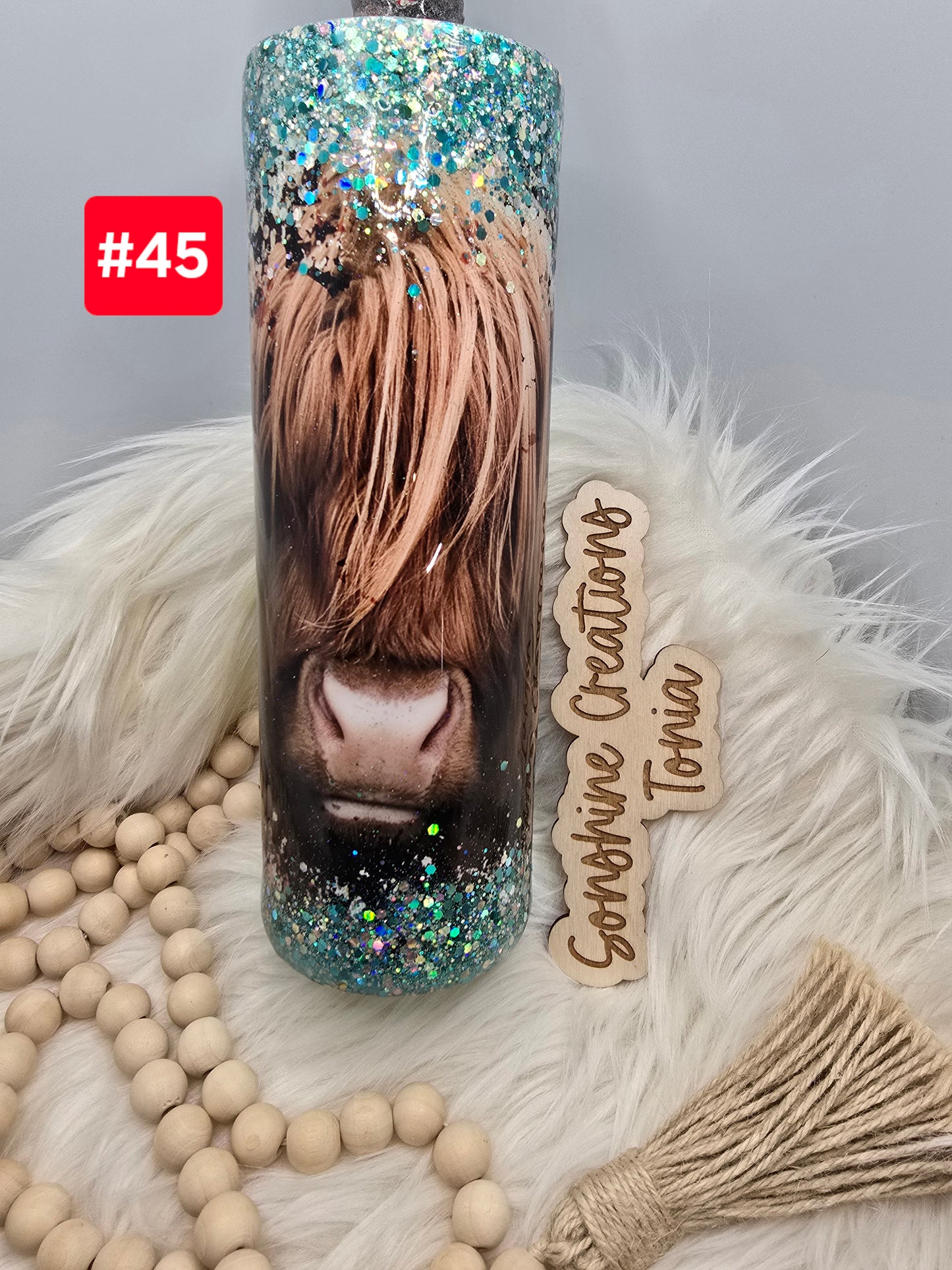 LIVE SALE 5/042025 - #45- 30oz Skinny: Teal Highland cow