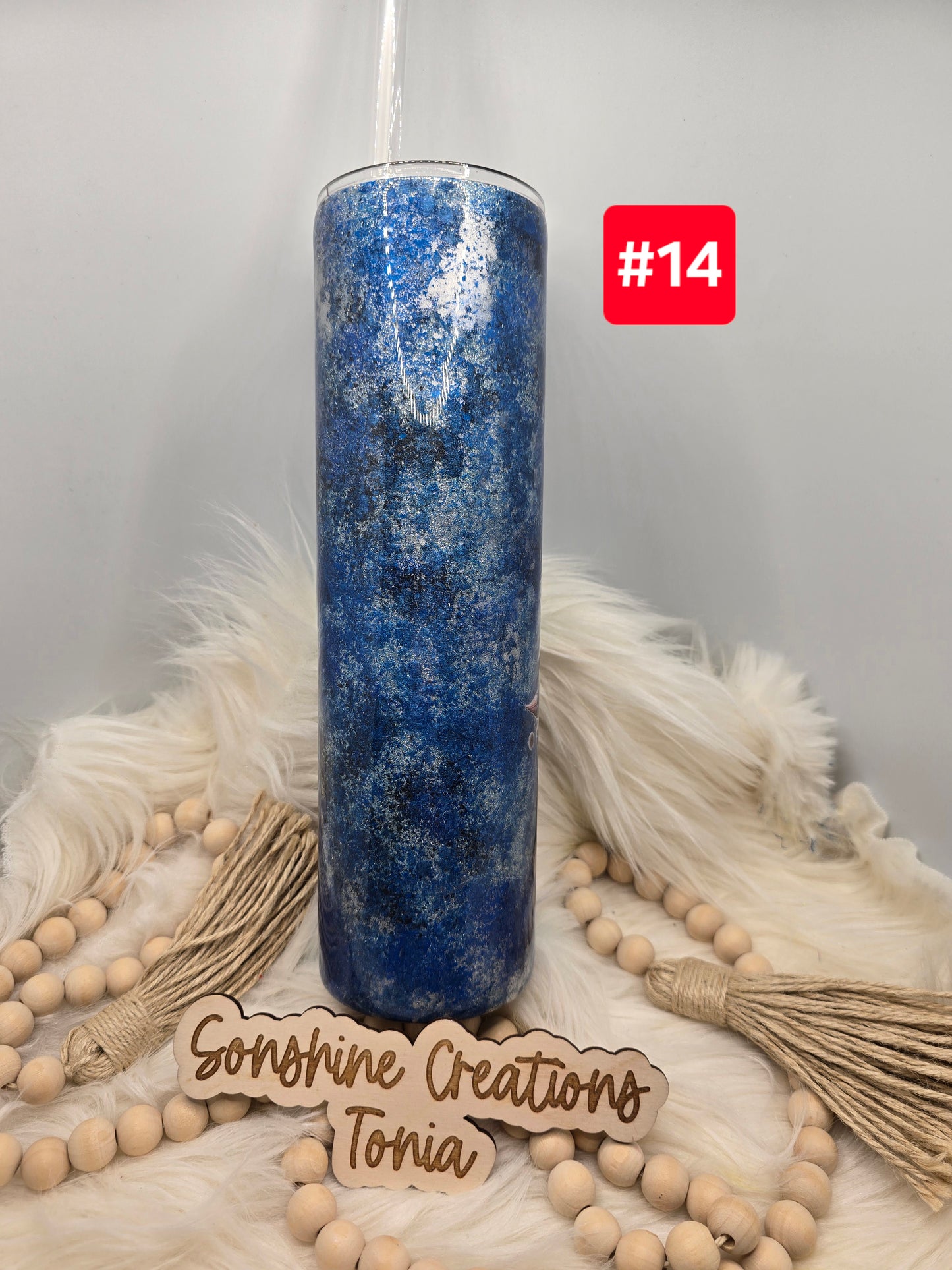 #14 Live Sale 3/15/2026 - 35oz Skinny- Blue, silver patina- Feather "Keep Going"
