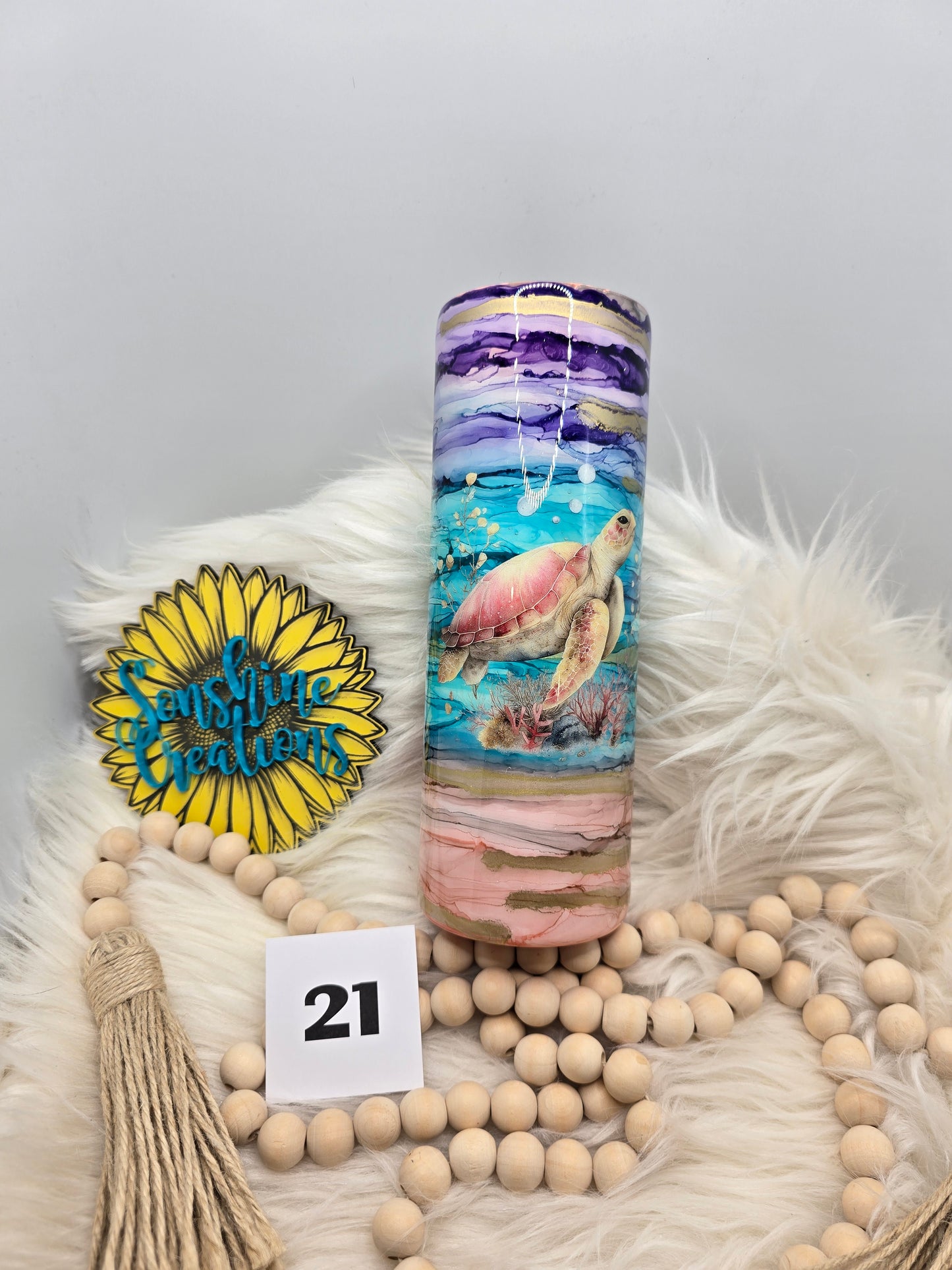 #21 - 20oz Skinny- London fog, Turtle starfish