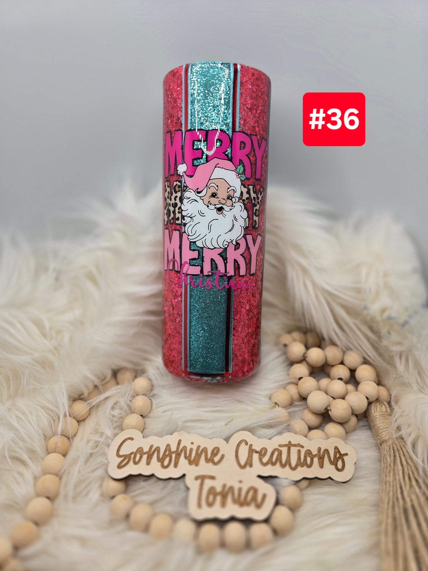 #36--Live Sale 12/07/2025 - 20oz Skinny- Pink Santa vinyl- Merry, Merry Merry Christmas