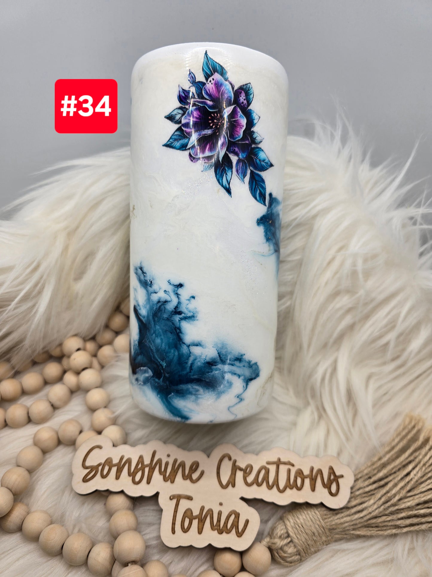 LIVE SALE 5/042025 - #34- 20oz Thick: Corpse reviver elegance with turquoise purple flowers