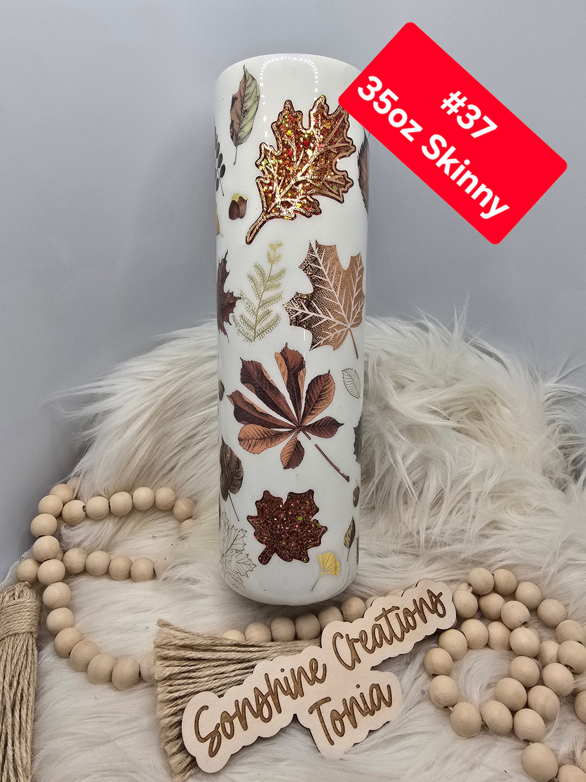 #37 Tonia's Live Creations : 35oz Skinny- Fall leaves peakaboo