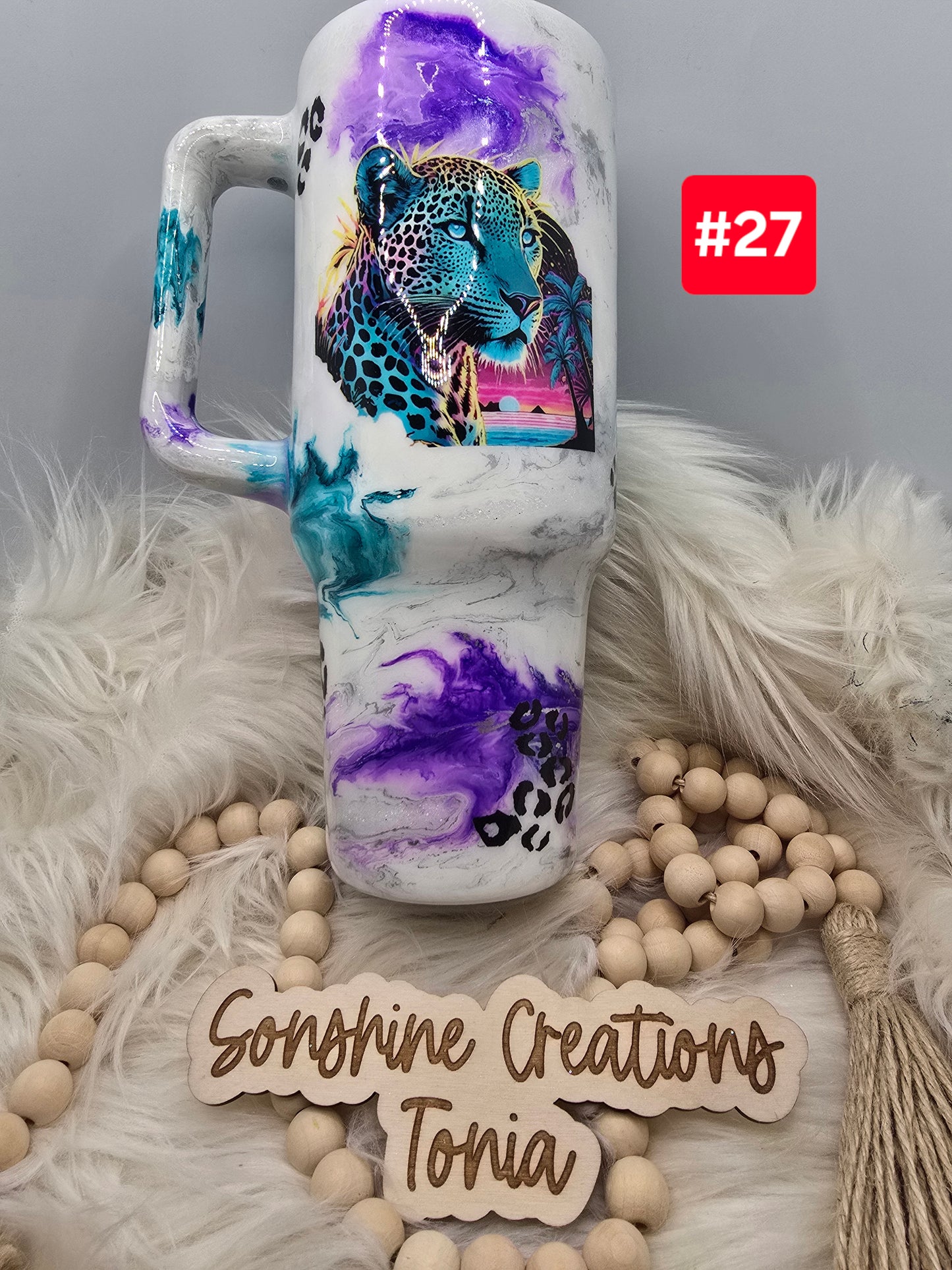 #27--Live Sale 12/07/2025 - 40oz Handle- Teal, Purple elegance- Leopard