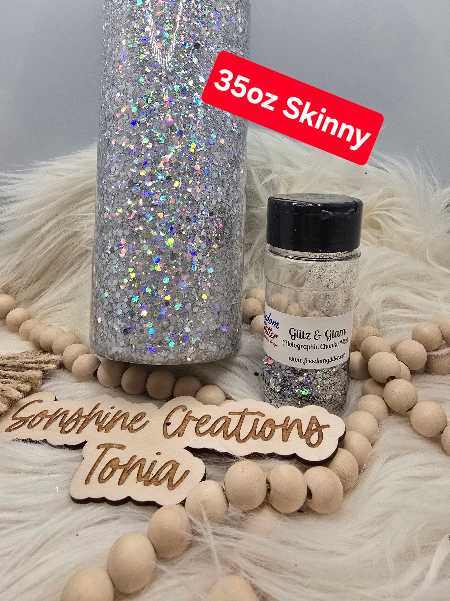 Live Hydrodipping base 11/18/2025 - 35oz Skinny- Freedom Glitter: Glitz & Glam