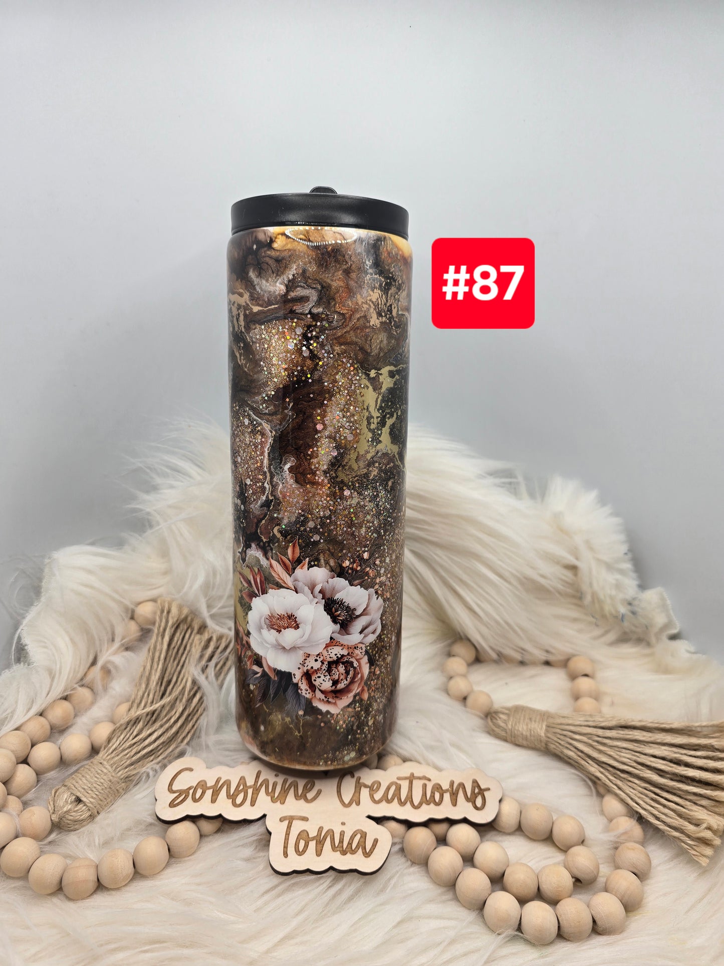 #87 Live Sale 3/15/2026 - 30oz Duo- Copper browns waymaker- Flowers " Dream it, wish it, do it"