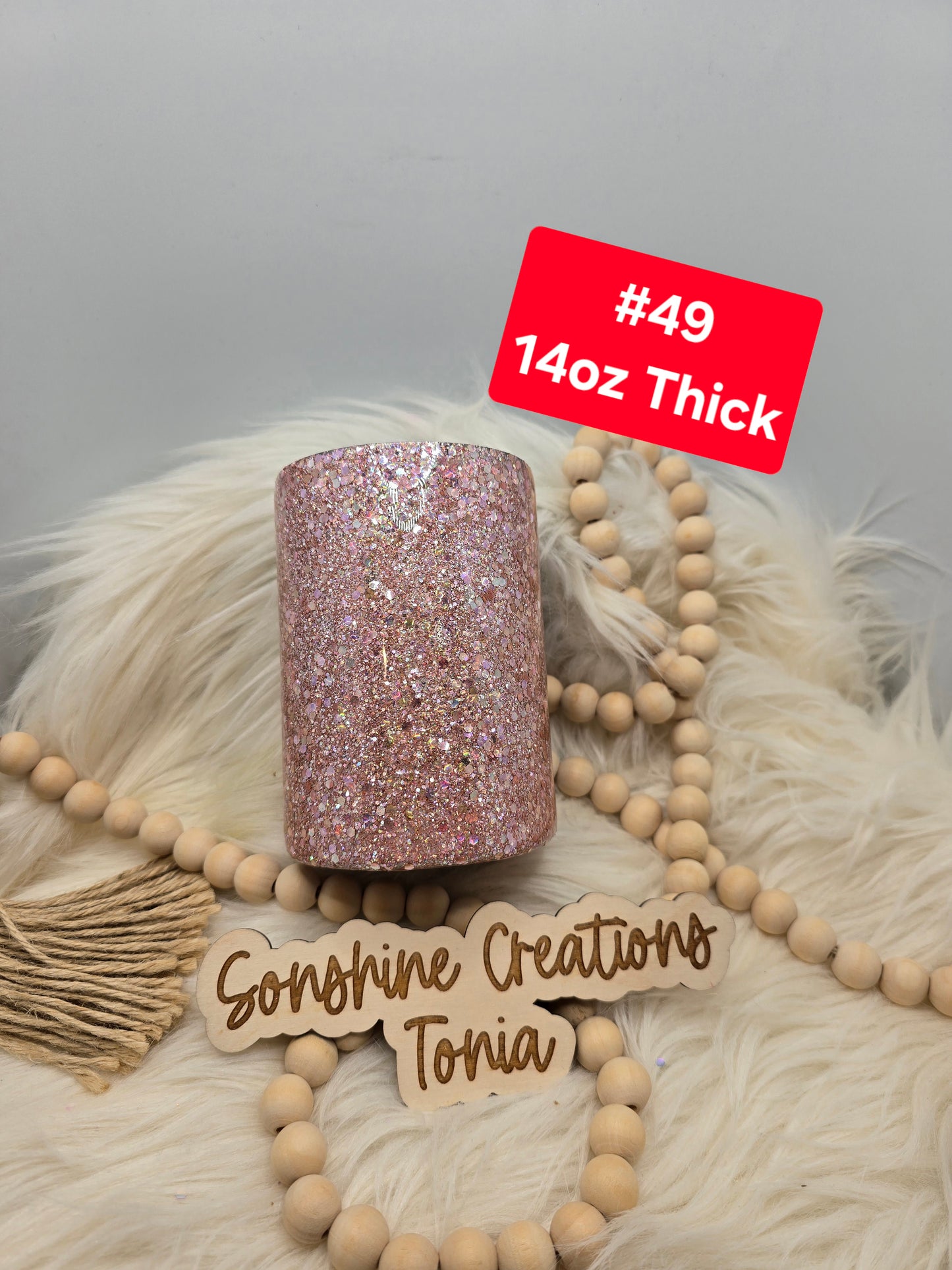 #49 Tonia's Live Creations : 14oz Thick- Pink Christmas bow