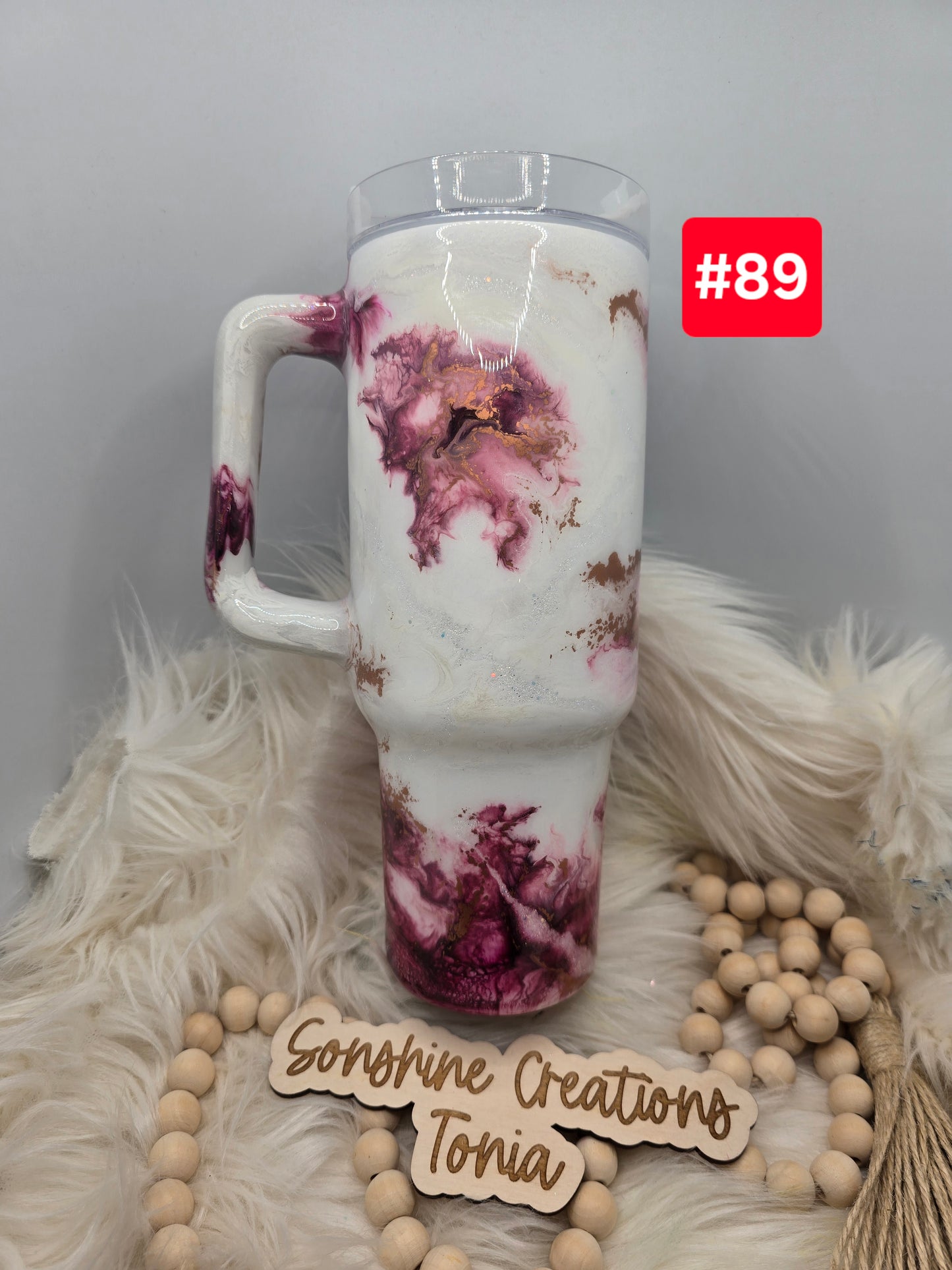 #89-Live Sale 12/07/2025 - 40oz Handle- Burgundy copper ink swirl