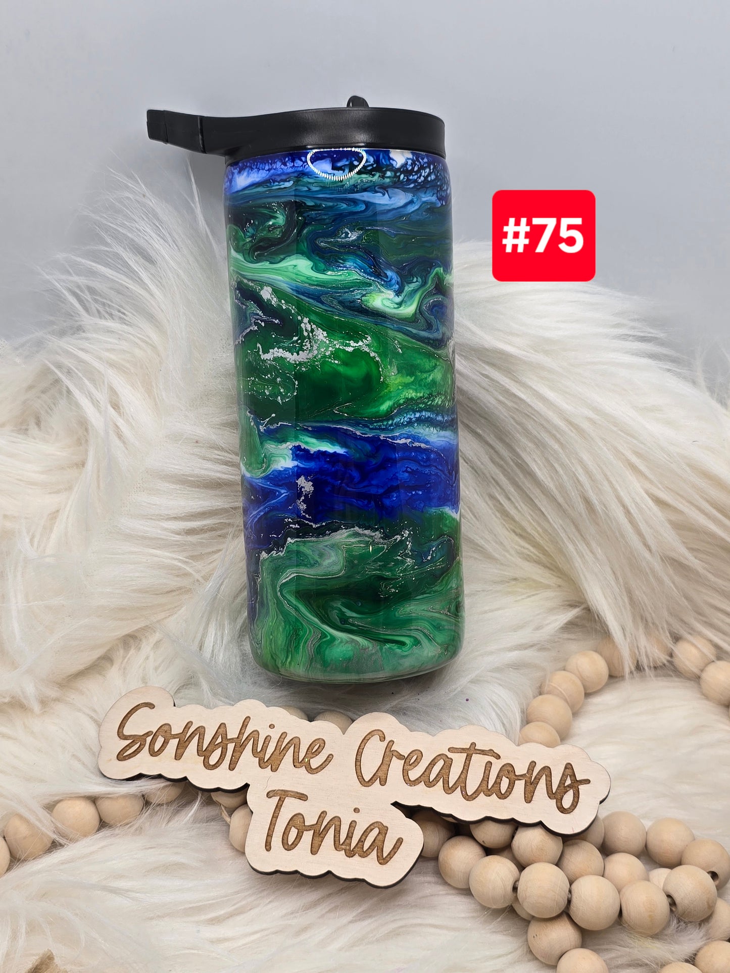 #75 Live Sale 2/01/2026 - 15oz Duo- Green Blue Swirl- Dinosaur