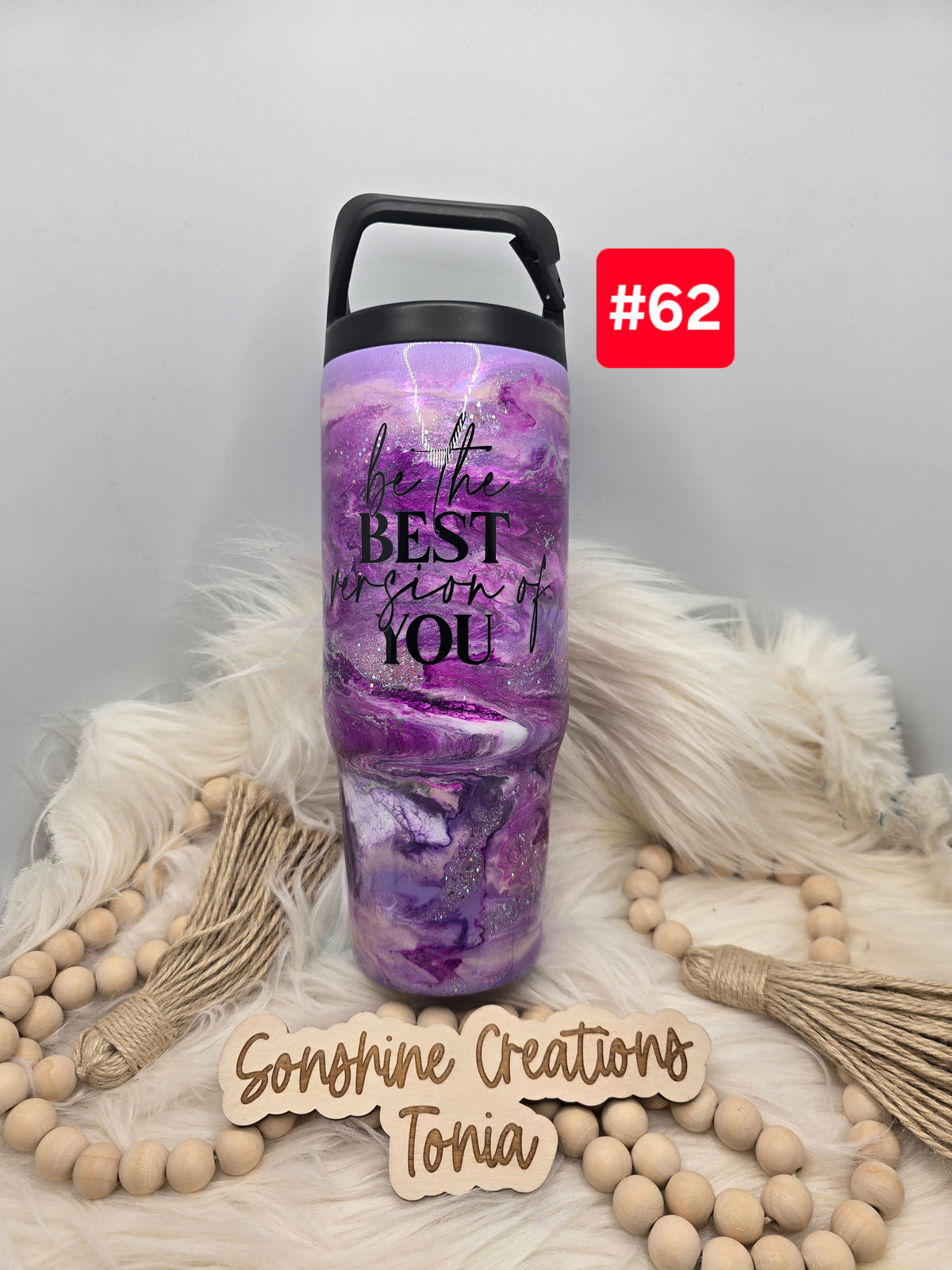 #62 Live Sale 3/15/2026 - 30oz clipmate- Purple glow reverse marble- Be the best version of you