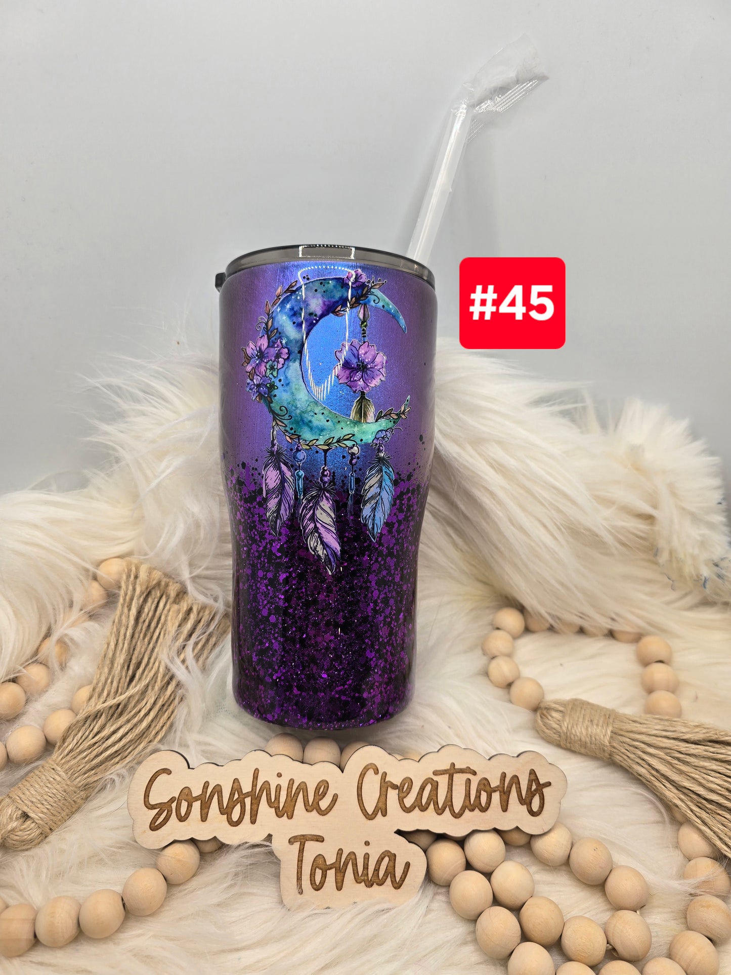 #45 Live Sale 3/15/2026 - 20oz Curve- Purple moon with feathers